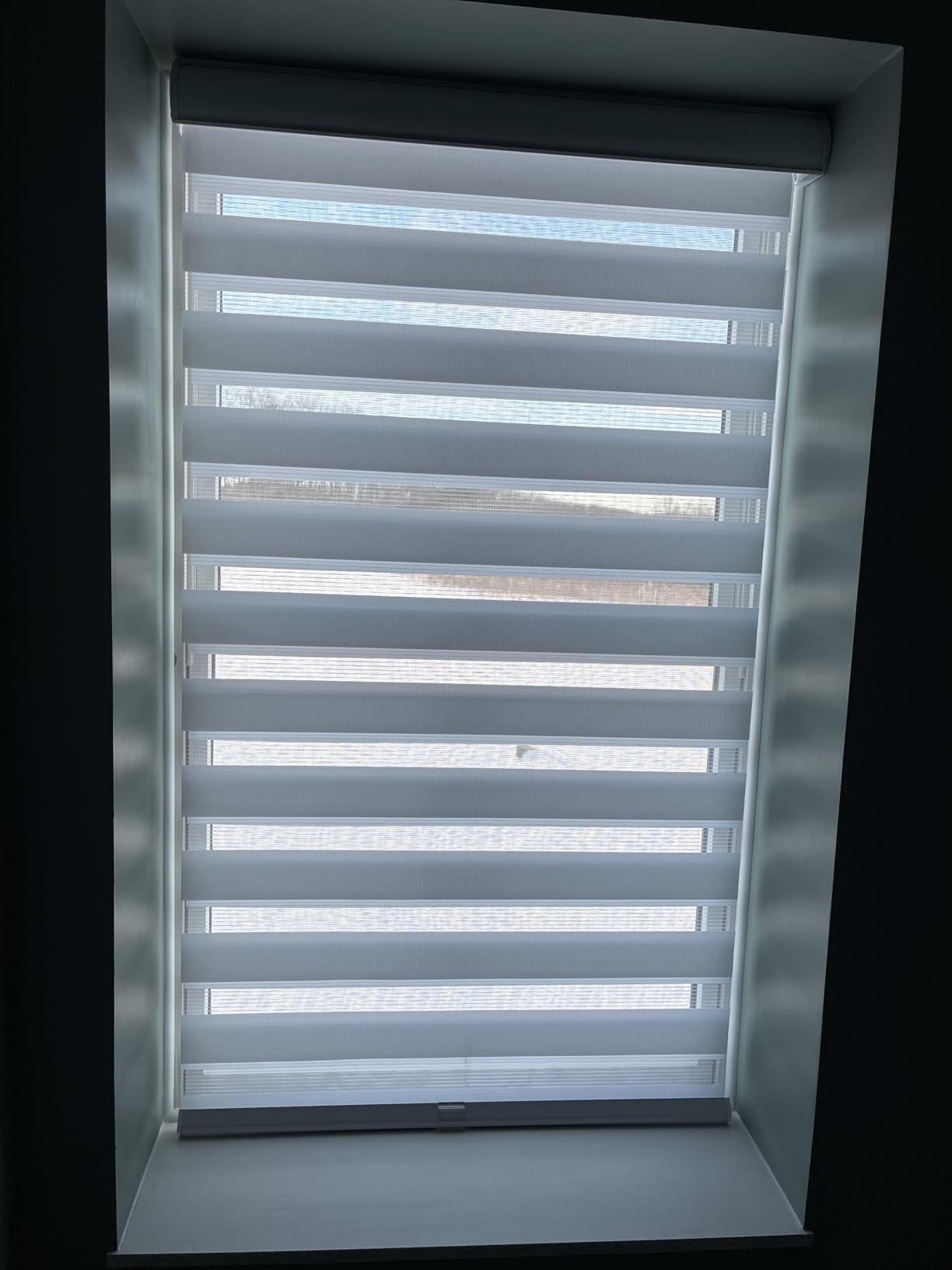 CHICOLOGY Zebra Blinds Cordless, Light Filtering, White Shade, 34W x 72H | Dual Layer Zebra Shade, Light Filtering for Windows, Cordless Child Safe, Inside Outside Mount, Bedroom Living Room customer photo 2