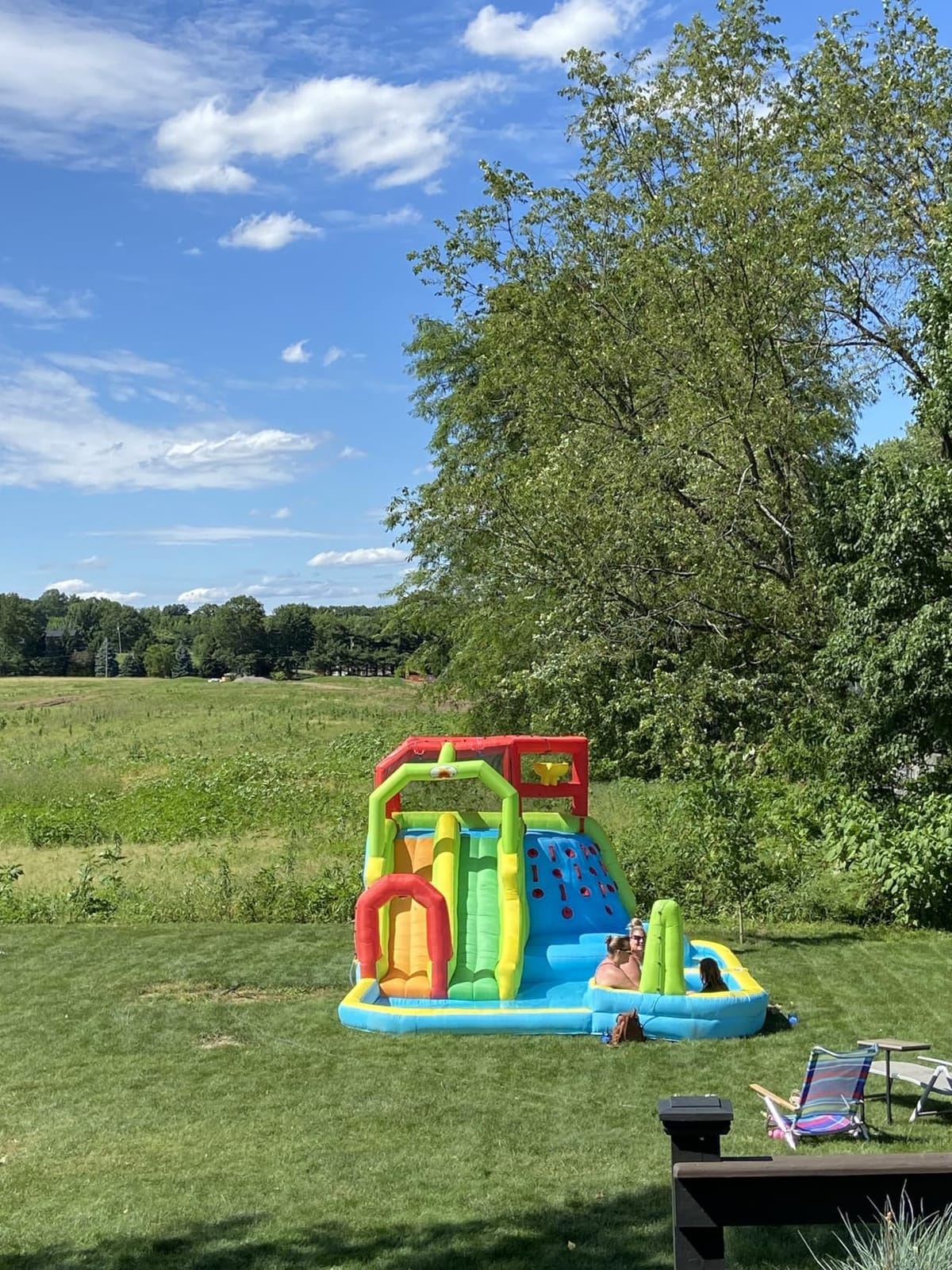 Large Inflatable Water Slide Park with Air Blower - Kids with 191 x 157.5 x 100 Inch, Deep Splash Pool & Water Bucket, Big Climbing Wall, Ages 3-10, Outdoor Party Castle customer photo 2
