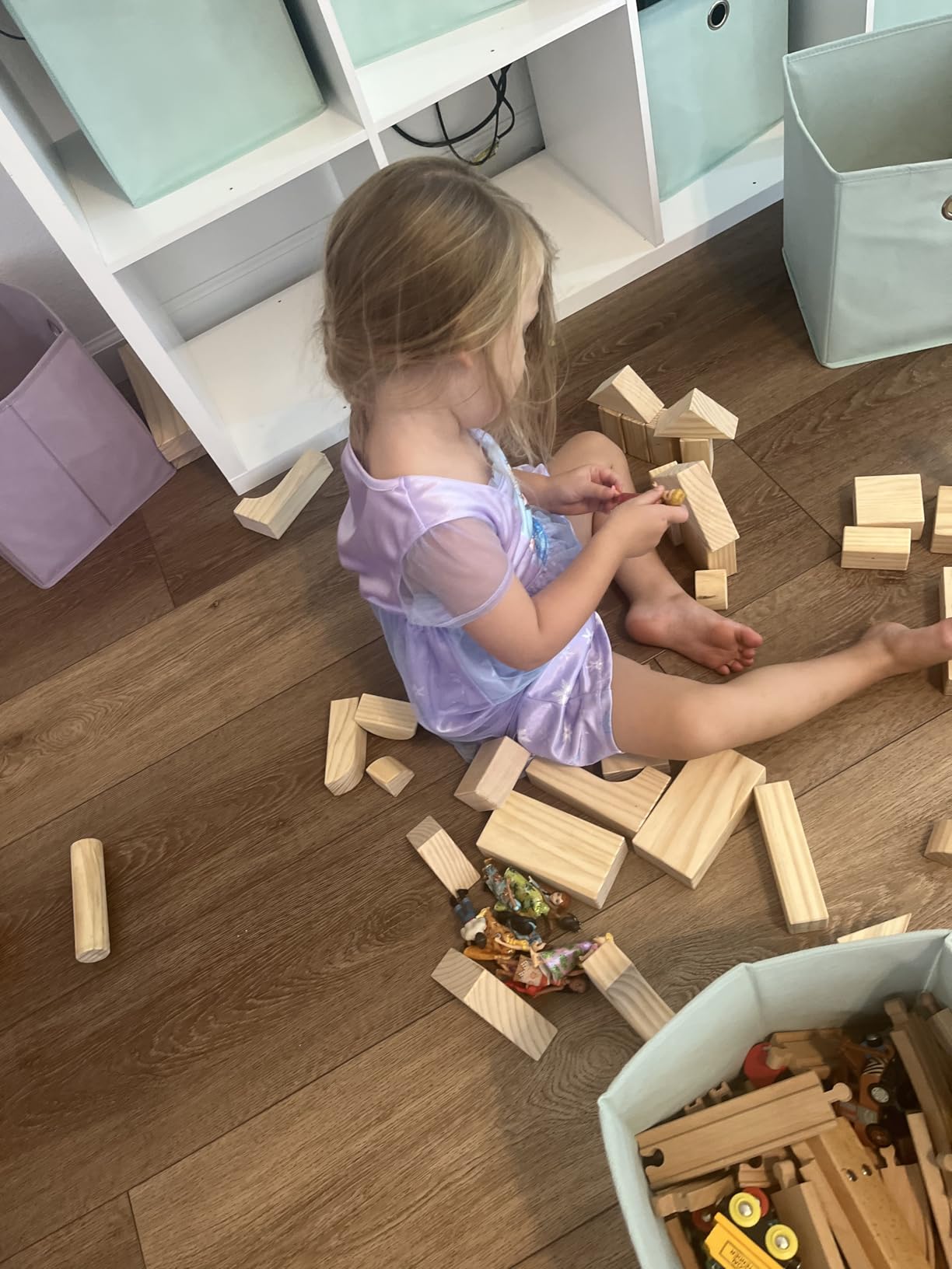 Large Wooden Blocks for Toddlers 1-3, 64Pcs Big Wood Building Blocks Set | Wooden Storage Box, Large Toddler Blocks Building and Stacking Toys Construction Set, Natural Child Safe Solid Wood Blocks customer photo 2