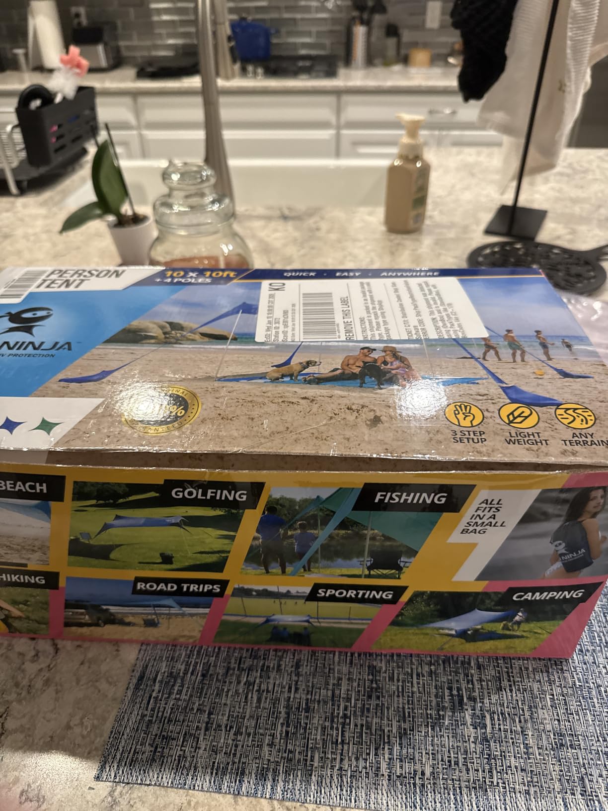 SUN NINJA Beach Tent Sun Shelter, Beach Shade Canopy with UPF 50+ Protection, Cabana with Carry Bag, Sand Shovel, Ground Pegs, 4 Poles & Anchor Bags customer photo 1