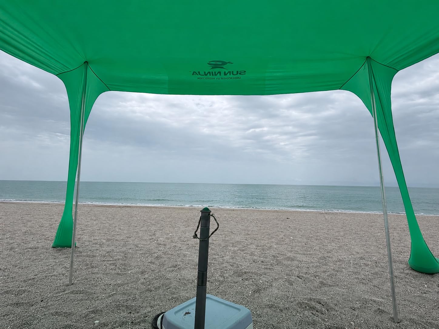 SUN NINJA Beach Tent Sun Shelter, Beach Shade Canopy with UPF 50+ Protection, Cabana with Carry Bag, Sand Shovel, Ground Pegs, 4 Poles & Anchor Bags customer photo 2