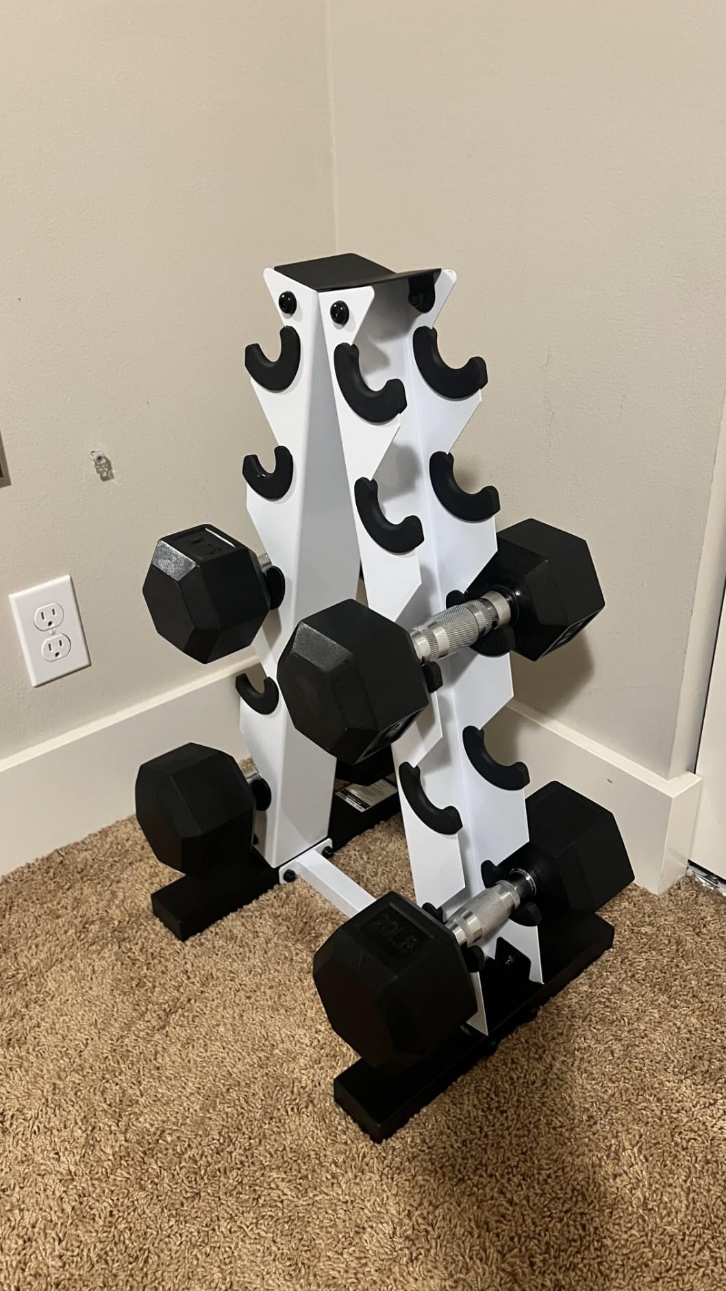 Cap Dumbbell Rack for Home Gym, Space-Saving Free Weight Rack, Compact Weight Storage Rack for Hex Dumbbells, 3-Tier & 5-Tier Options, 80-200lb Capacity customer photo 1