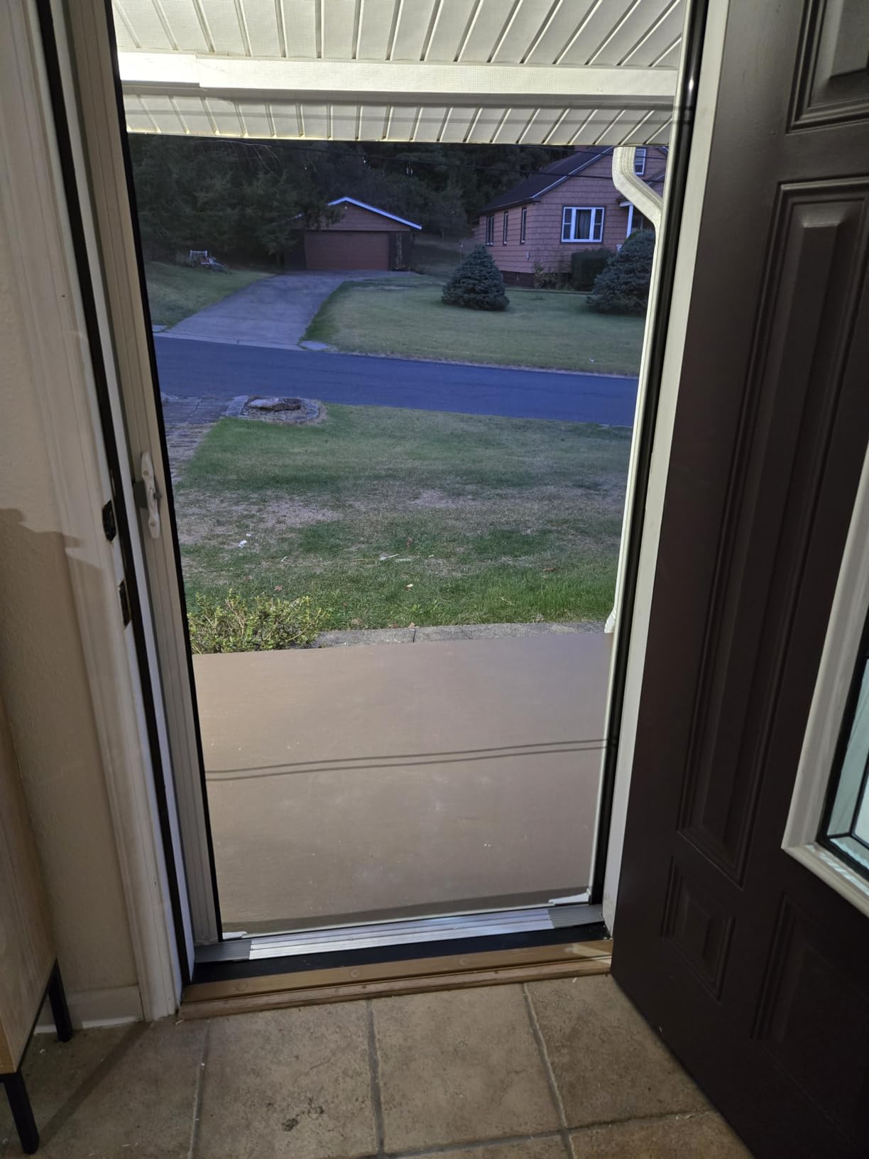 LARSON Brisa Sandstone Retractable Screen Door Thin Mesh 32-36 in Wide | Single, Thin Mesh Screen, High Visibility, Front Doors customer photo 1