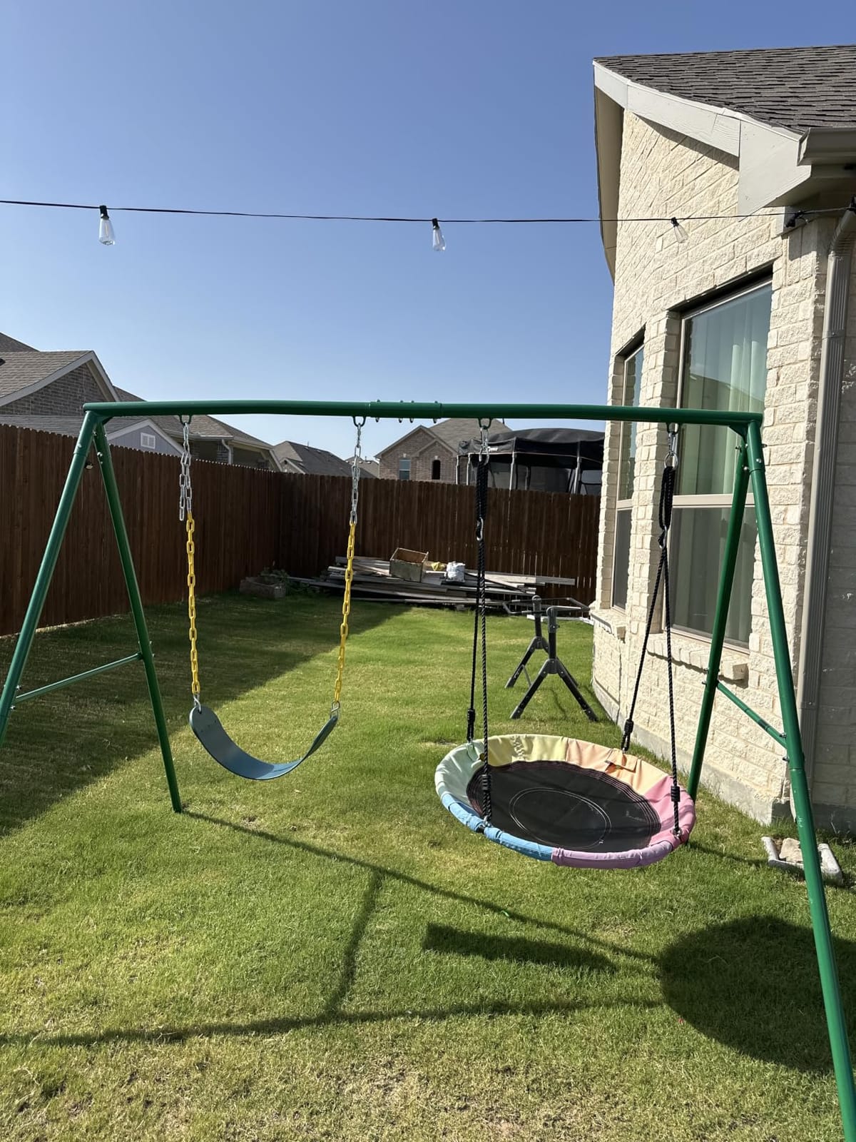 Trekassy 440lbs Swing Sets for Backyard, 2 Seat Saucer & Belt Swing - Green customer photo 2