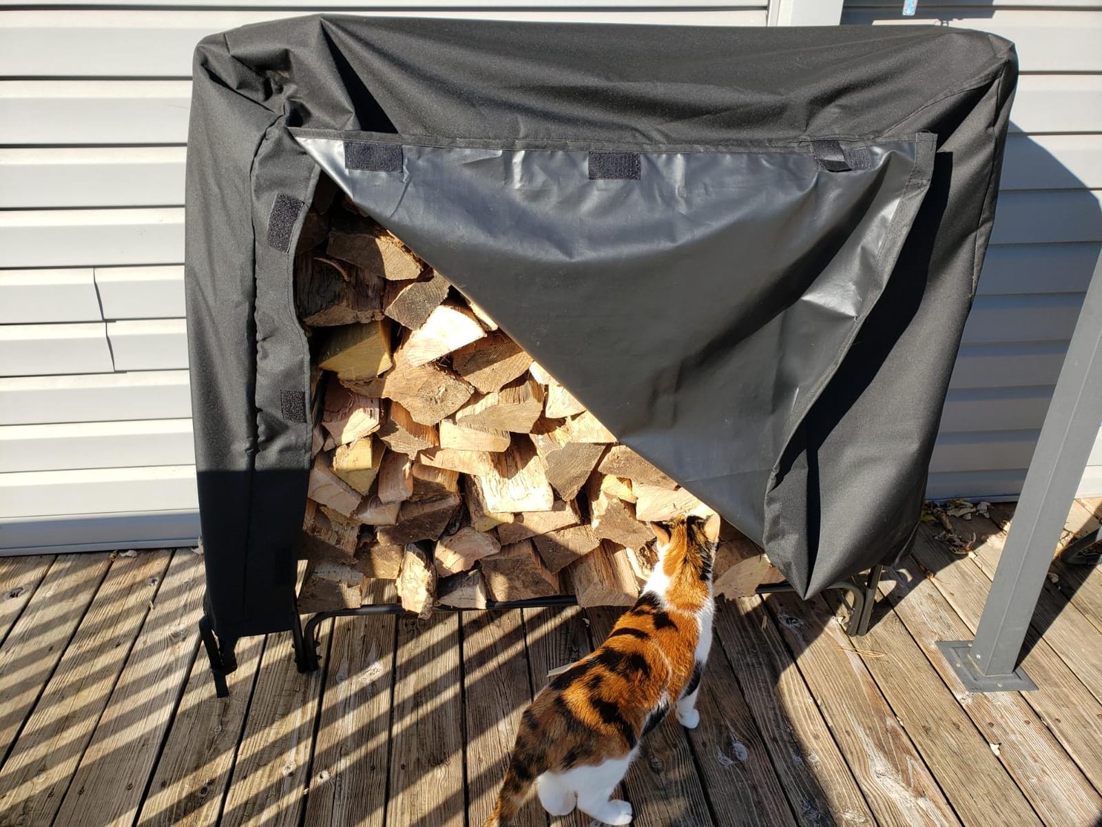 Amagabeli 4ft Firewood Log Rack with Cover Outdoor Heavy Duty Firewood Rack With Weather Resistant 600D Oxford Fabric Cover Indoor Outdoor Wood Racks for Fire Wood Holder customer photo 2