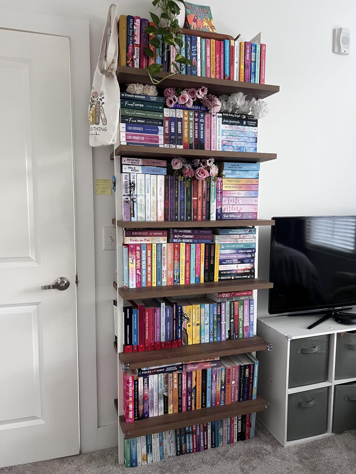Nathan James Theo 6-Shelf Tall Bookcase, Wall Mount Bookshelf with Reclaimed Wood and Industrial Metal Frame, Oak/Black customer photo 1