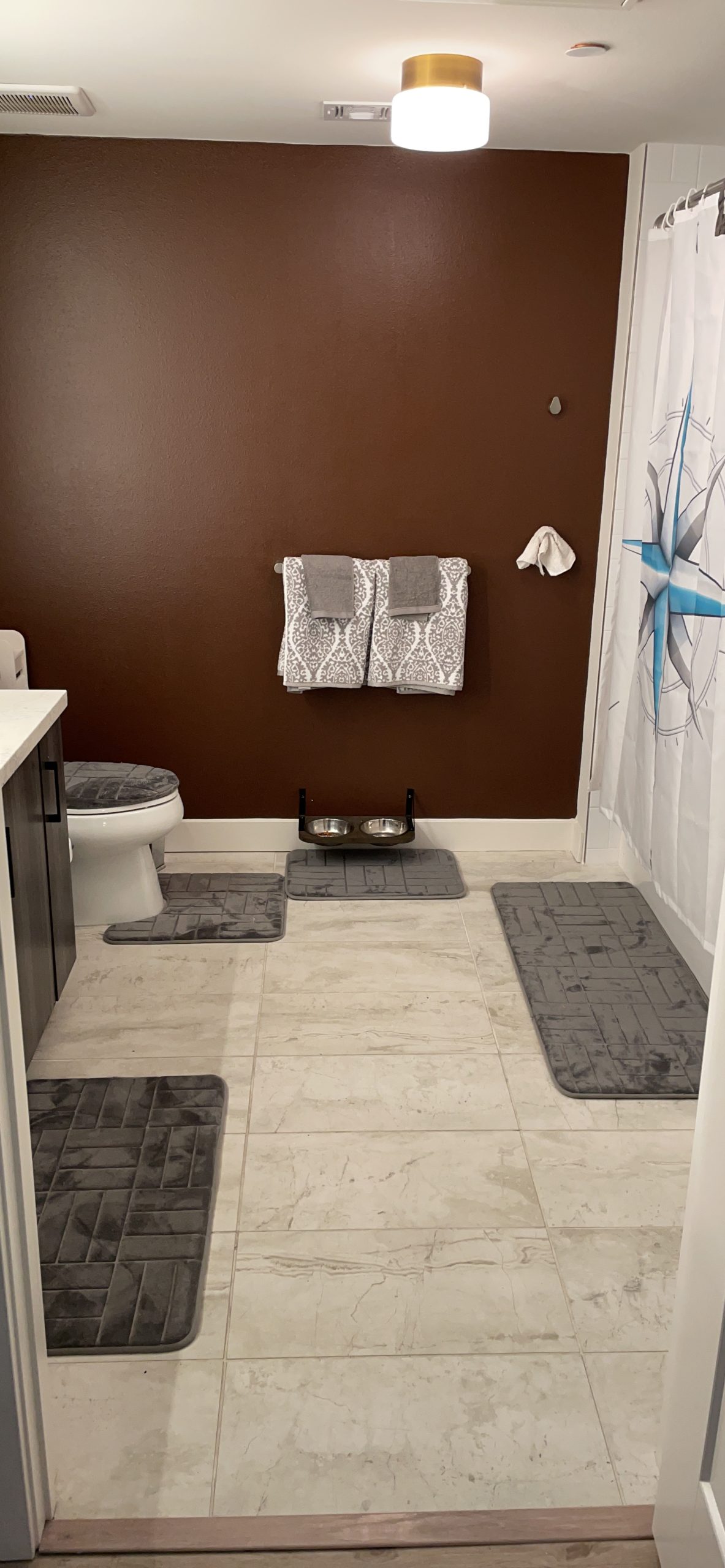 5 Piece Bathroom Rugs Set - Soft Non Slip Memory Foam Large Mats - Perfect Combination of Luxury and Comfort (Burgundy/Line Design, 5 Piece Set) customer photo 1