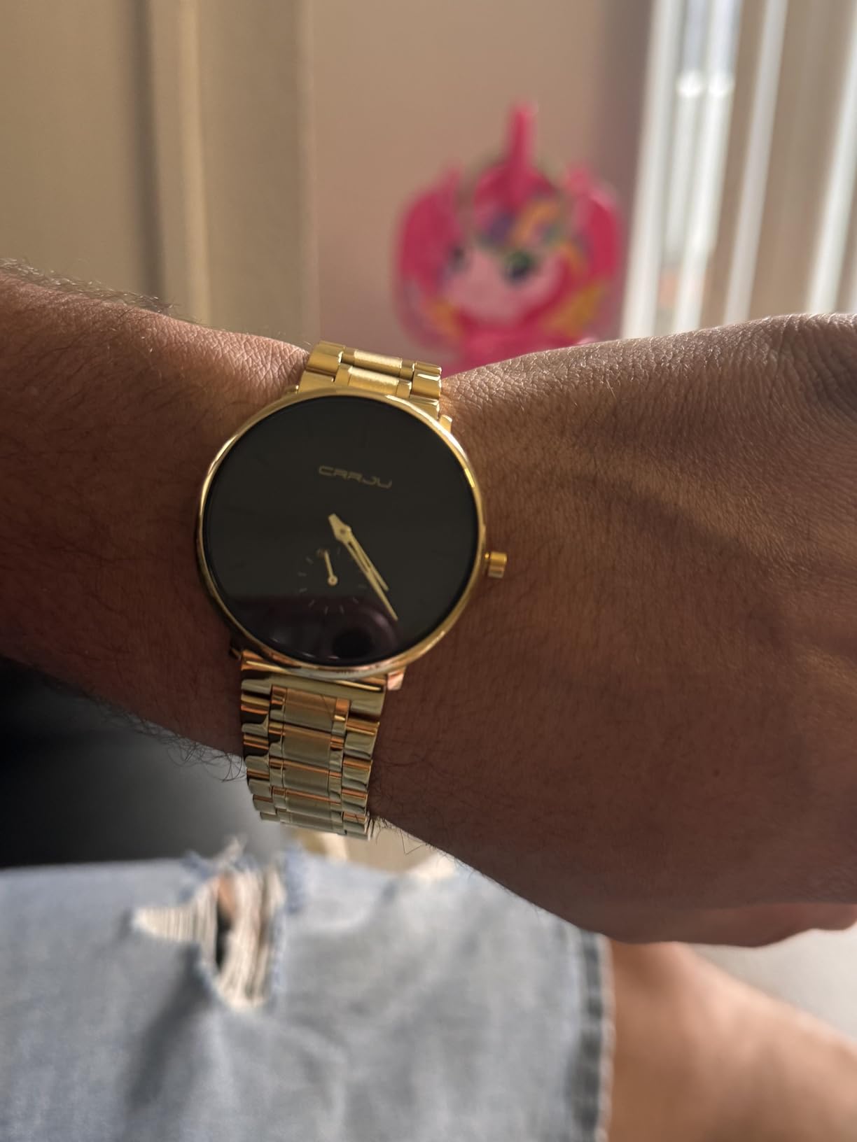 Mens Watches Ultra-Thin Minimalist Waterproof-Fashion Wrist Watch for Men Unisex Dress with Stainless Steel Band-Black Hands customer photo 2