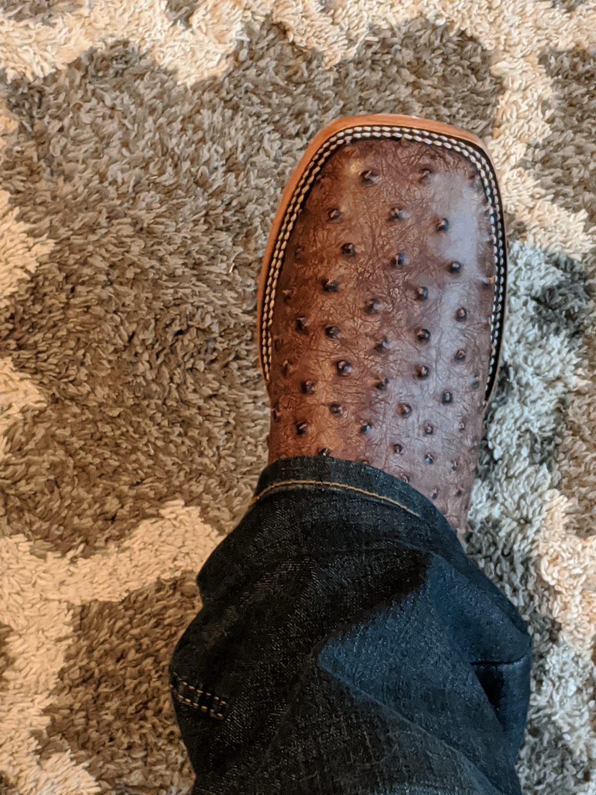 Soto Boots Men's Out of the Wild Ostrich Print Cowboy Boots, Exotic Print Men's Cowboy Boots, Western Boots For Men H50031 customer photo 1