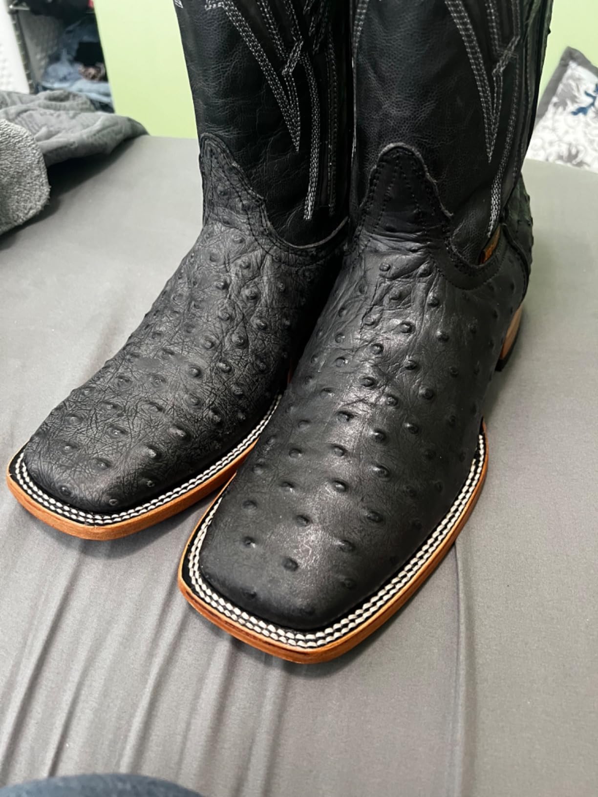 Soto Boots Men's Out of the Wild Ostrich Print Cowboy Boots, Exotic Print Men's Cowboy Boots, Western Boots For Men H50031 customer photo 2