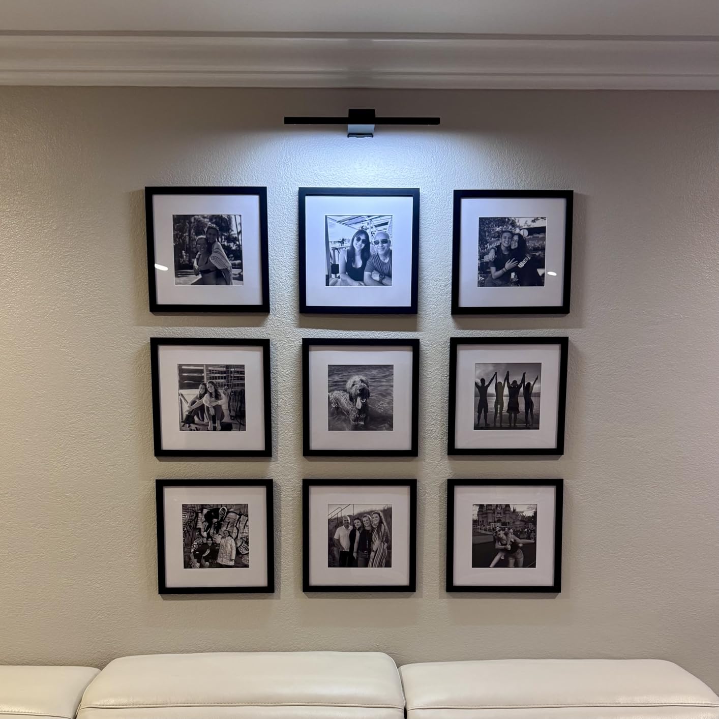 eletecpro Picture Frames Set of 9, 12x12 in, Acrylic Cover, Black | Display Photo 8x8 with Mat or 12x12 without, Square Gallery Collage, Wall Mount, Minimalist Home Decor, Engineered Wood customer photo 1
