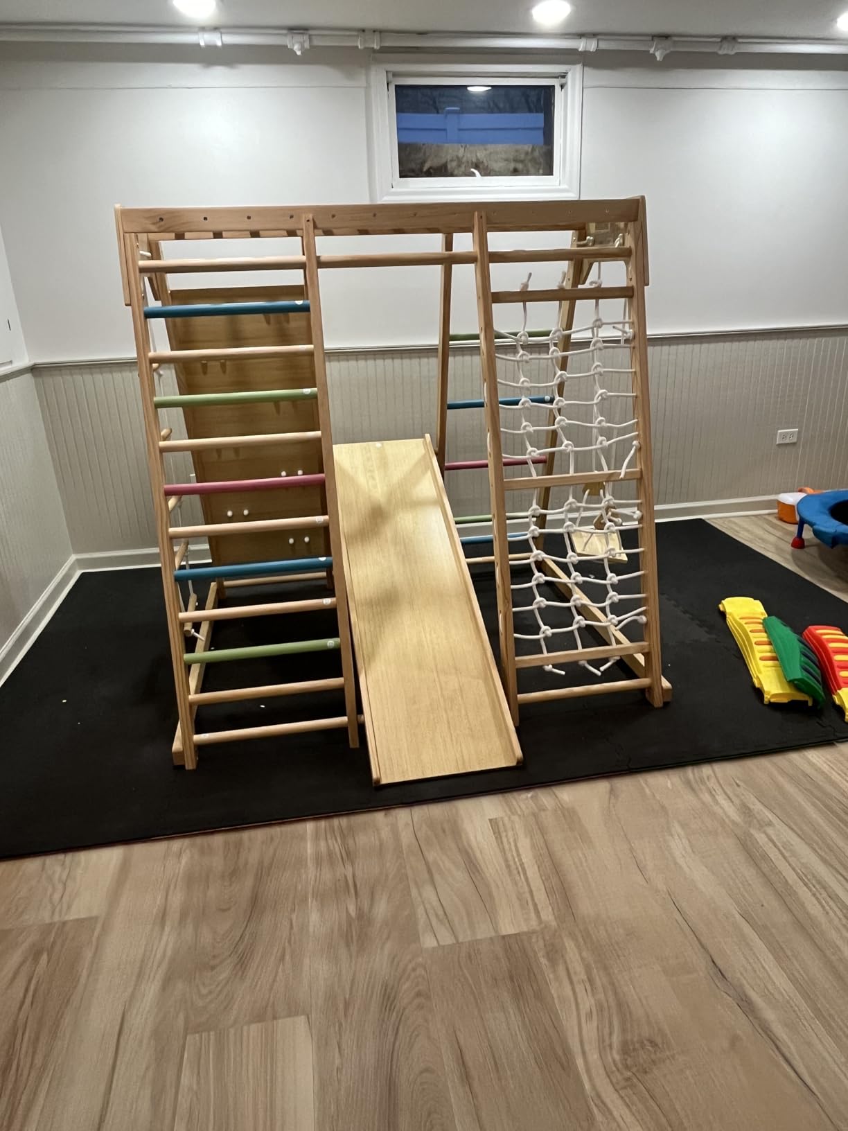 Avenlur Magnolia 7-in-1 Indoor Jungle Gym for Kids, Large, Natural | Wooden Montessori play gym, indoor playground ages 2-6, FSC pine, slide, swing, monkey bars, rock wall customer photo 1