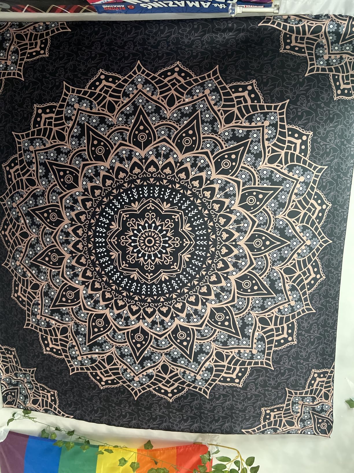 Black Mandala Tapestry Wall Hanging Psychedelic Wall Tapestry Aesthetic Indian Hippie Decor Bohemian Art Boho Home Decoration for Bedroom,Living Room,Dorm customer photo 2