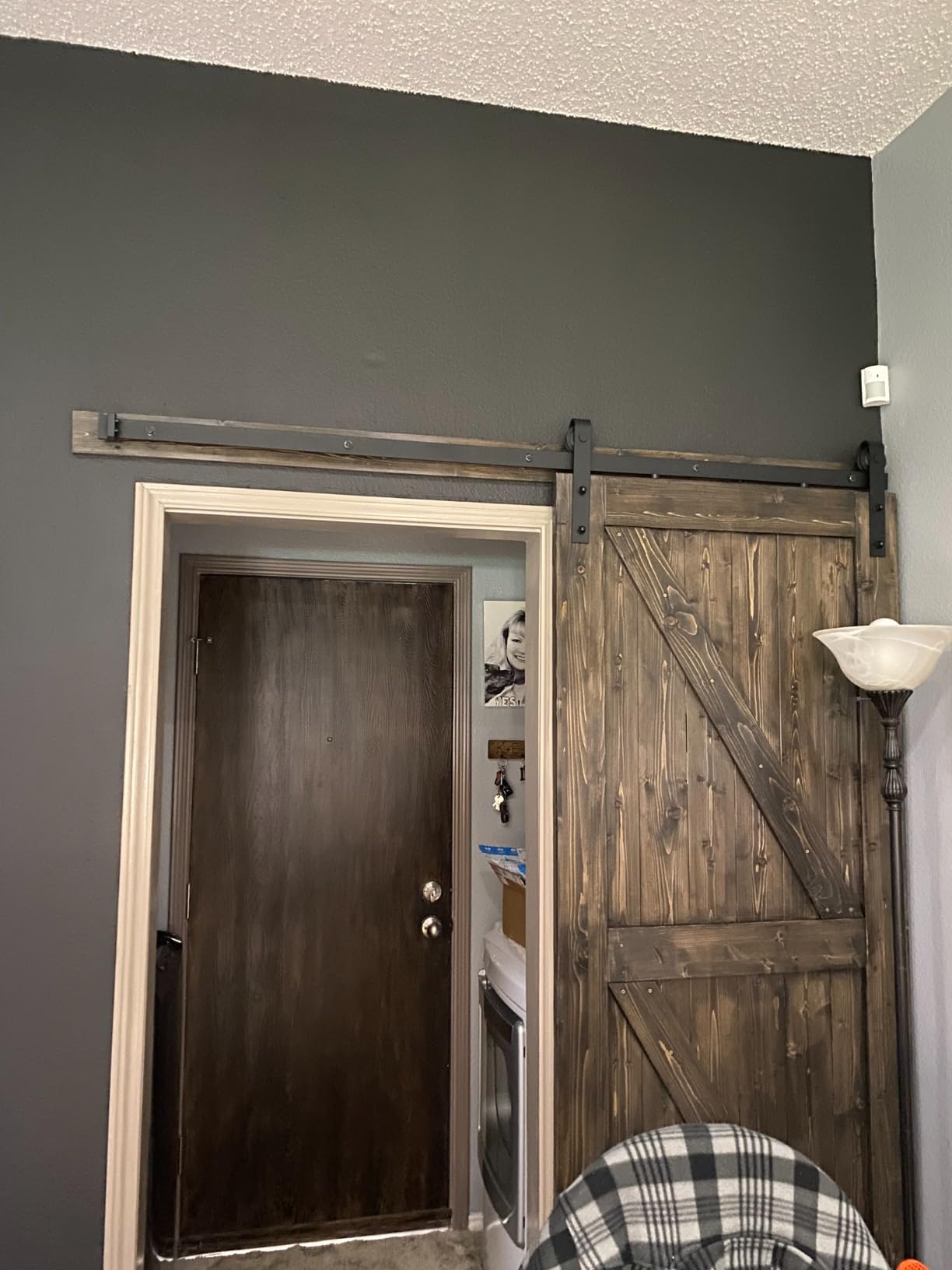 FREDBECK 36in x 84in Wood Barn Door with 6.6FT Barn Door Hardware Kit Included K Shape Solid Spruce Panel Need to Assembly customer photo 2