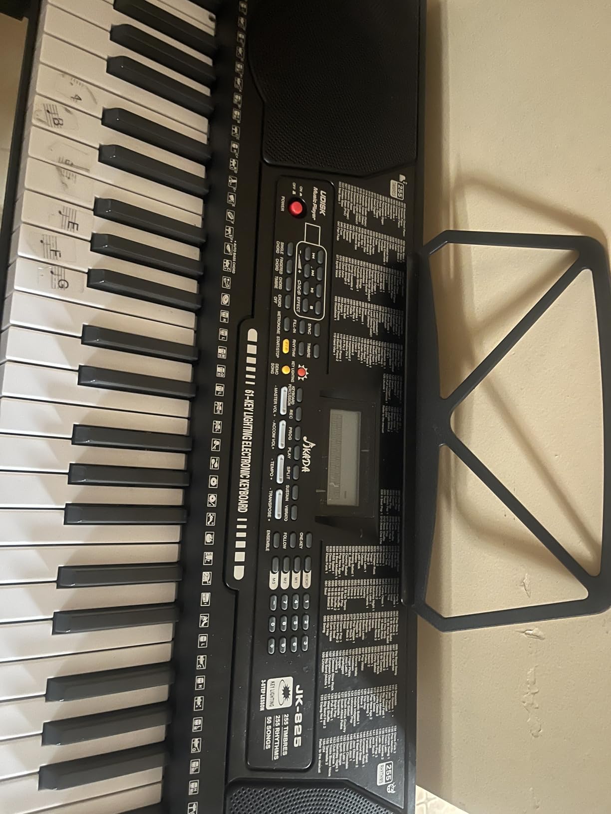 61 Key Portable Electronic Keyboard Piano w/Lighted Full Size Keys, LCD, Headphones, X-Stand, Stool, Music Rest, Microphone, Note Stickers, Built-In Speakers, 3 Teaching Modes customer photo 2