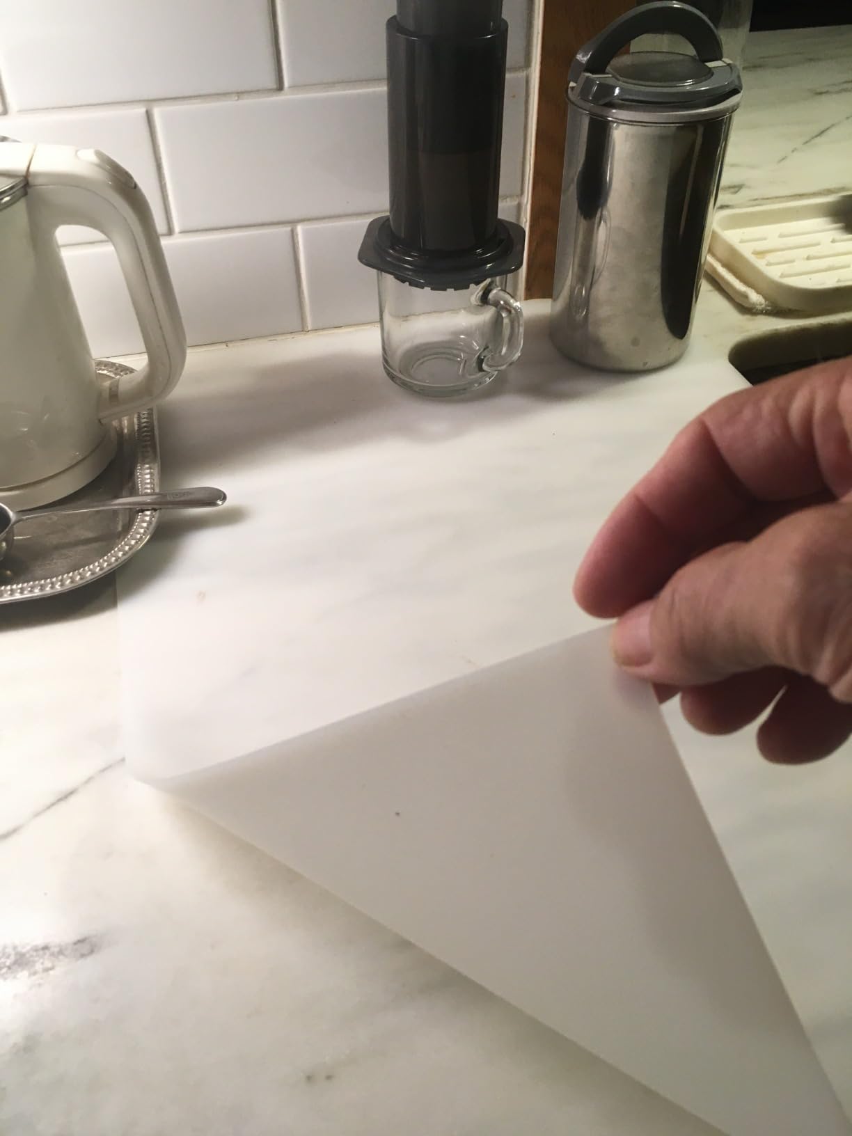 emolife Silicone Mats, Countertop Protector, Heat Resistant, Light Grey | Thick(2mm) Silicone Counter Mat for Kitchen Appliance Site on, Non-Slip, 23.6 by 15.7 Inch customer photo 2