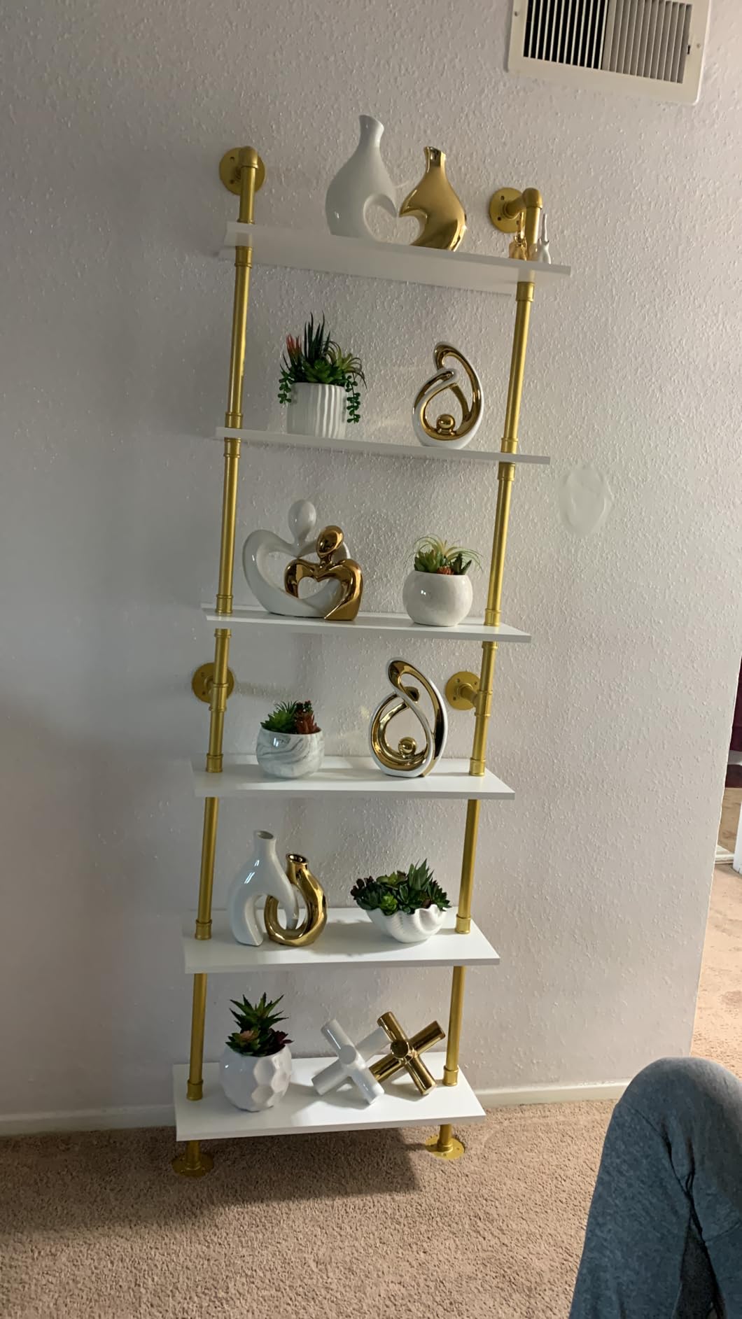 Industrial Pipe Shelving, 6-Tier Pipe Shelves Ladder Shelf, Modern Bookcase Wall Mount Bookshelf with Metal Frame, Book Shelves Wall Decor Wood Shelves for Home, Living Room, Office(23.6x9.8x78.8) customer photo 1