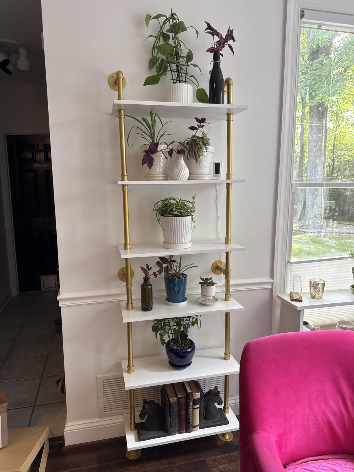Industrial Pipe Shelving, 6-Tier Pipe Shelves Ladder Shelf, Modern Bookcase Wall Mount Bookshelf with Metal Frame, Book Shelves Wall Decor Wood Shelves for Home, Living Room, Office(23.6x9.8x78.8) customer photo 2