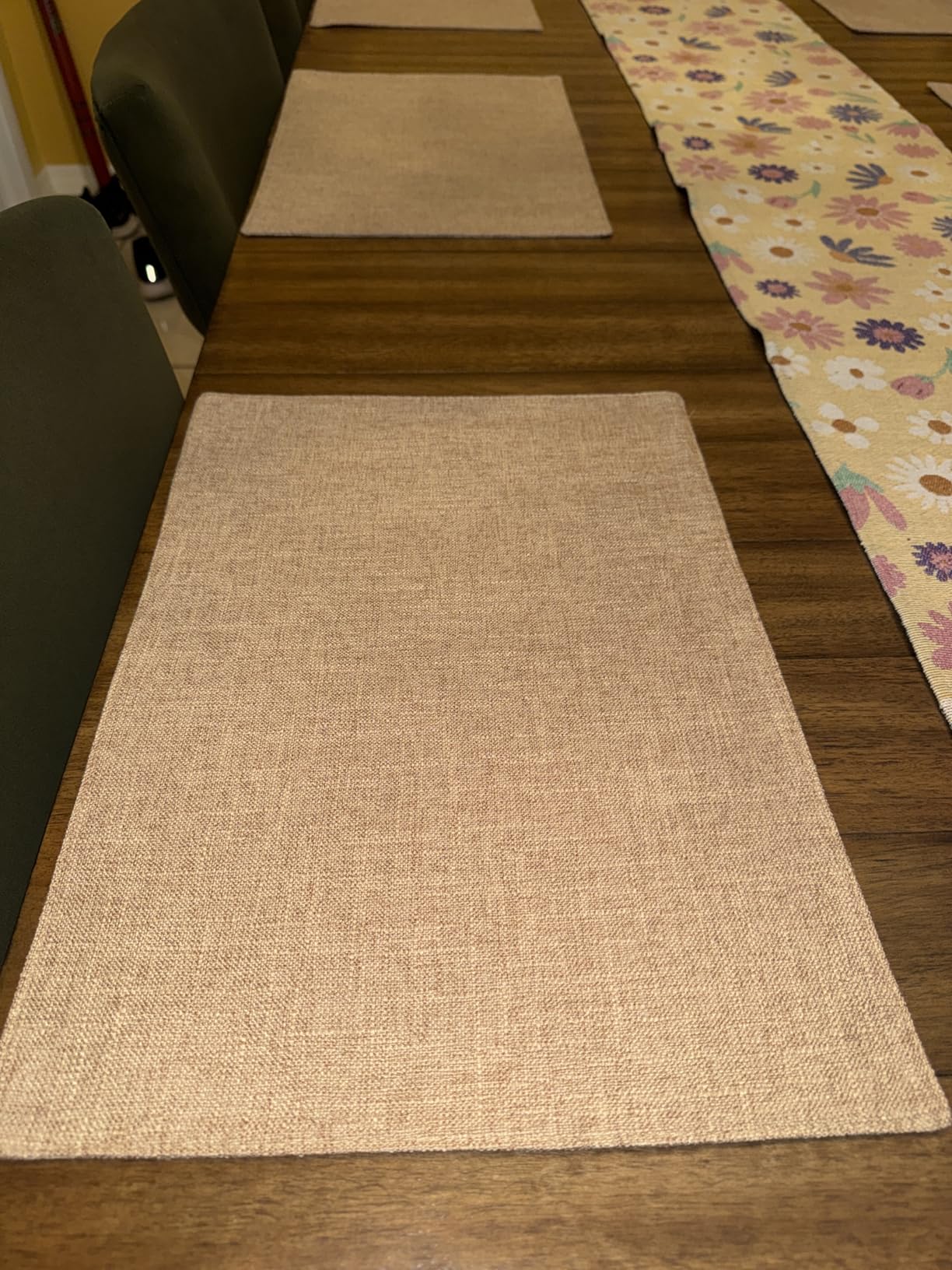 homing Faux Cotton Linen Placemats Set of 6, Cloth Washable Farmhouse Dining Table Mats for Indoors & Outdoors, Easy to Clean, Neutral Beige, 13 x 19 Inch customer photo 1