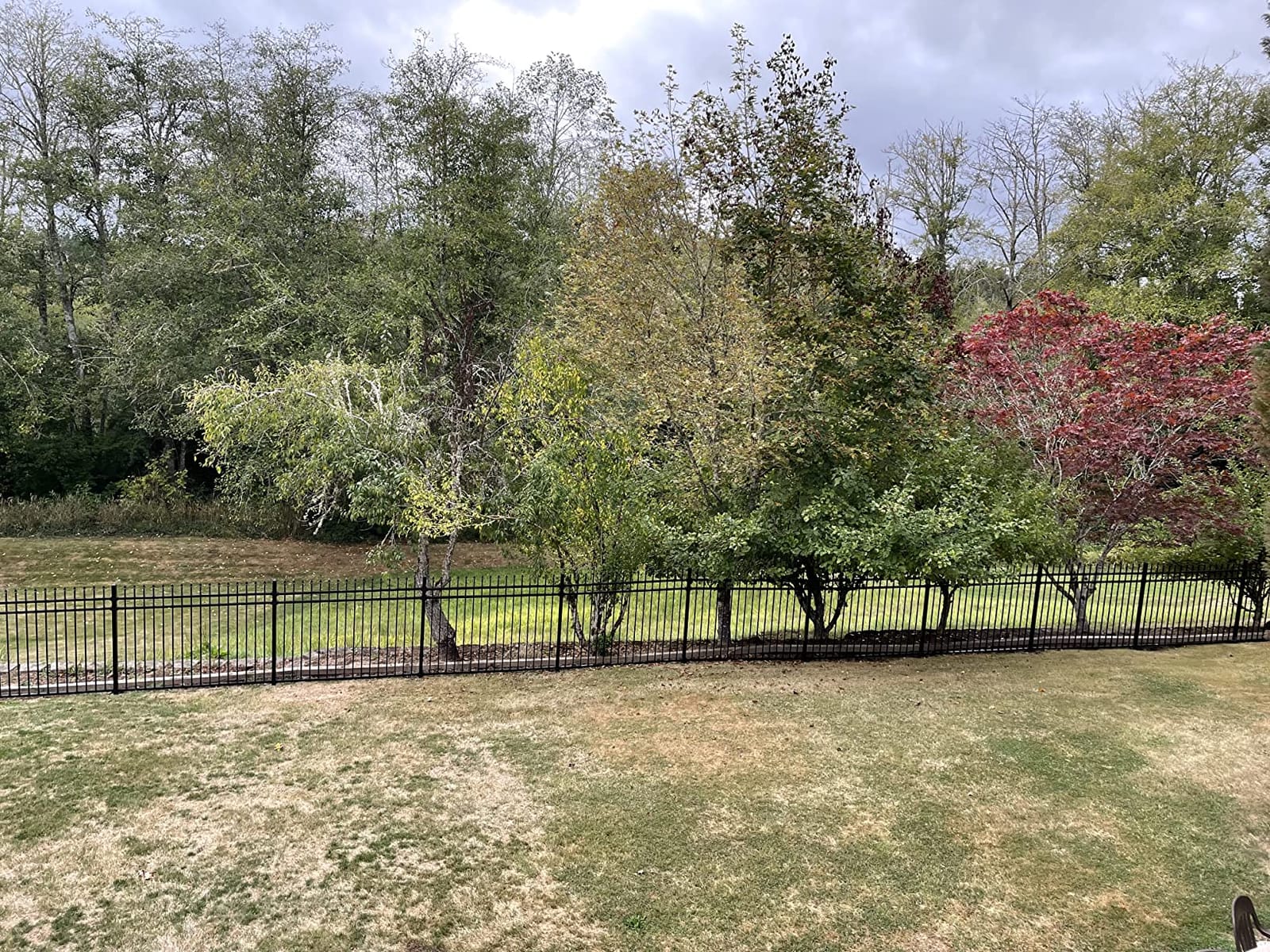XCEL Black Steel Anti-Rust Fence Panel - Sharp End Pickets - 6.5ft W x 5ft H - Easy Installation - for Residential, Outdoor, Yard, Garden, Swimming Pool, on Concrete or Soil, 3-Rail, One Post included customer photo 1