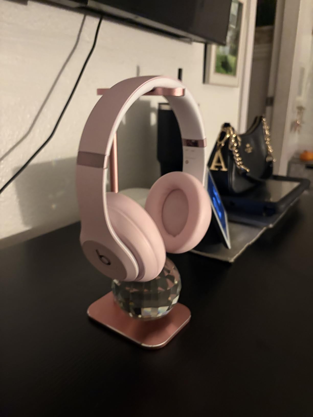 Headphone Stand Aluminum, Headset Holder with Solid Metal Base for Desk, Compatible with Most Headphones (Black) customer photo 1