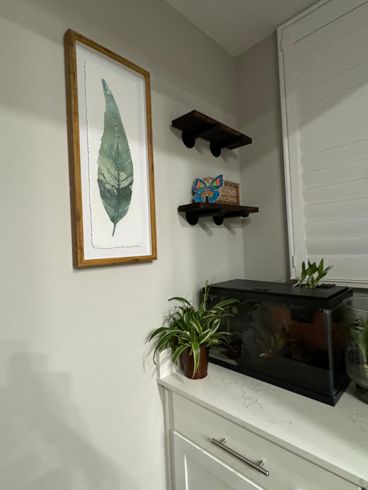 Wall Mounted Floating Shelves, Floating Shelves with Industrial Pipe Brackets Set of 2 Rustic Wood Storage Shelf for Bedroom Living Room Bathroom Kitchen Office and More (2, Brown) customer photo 1