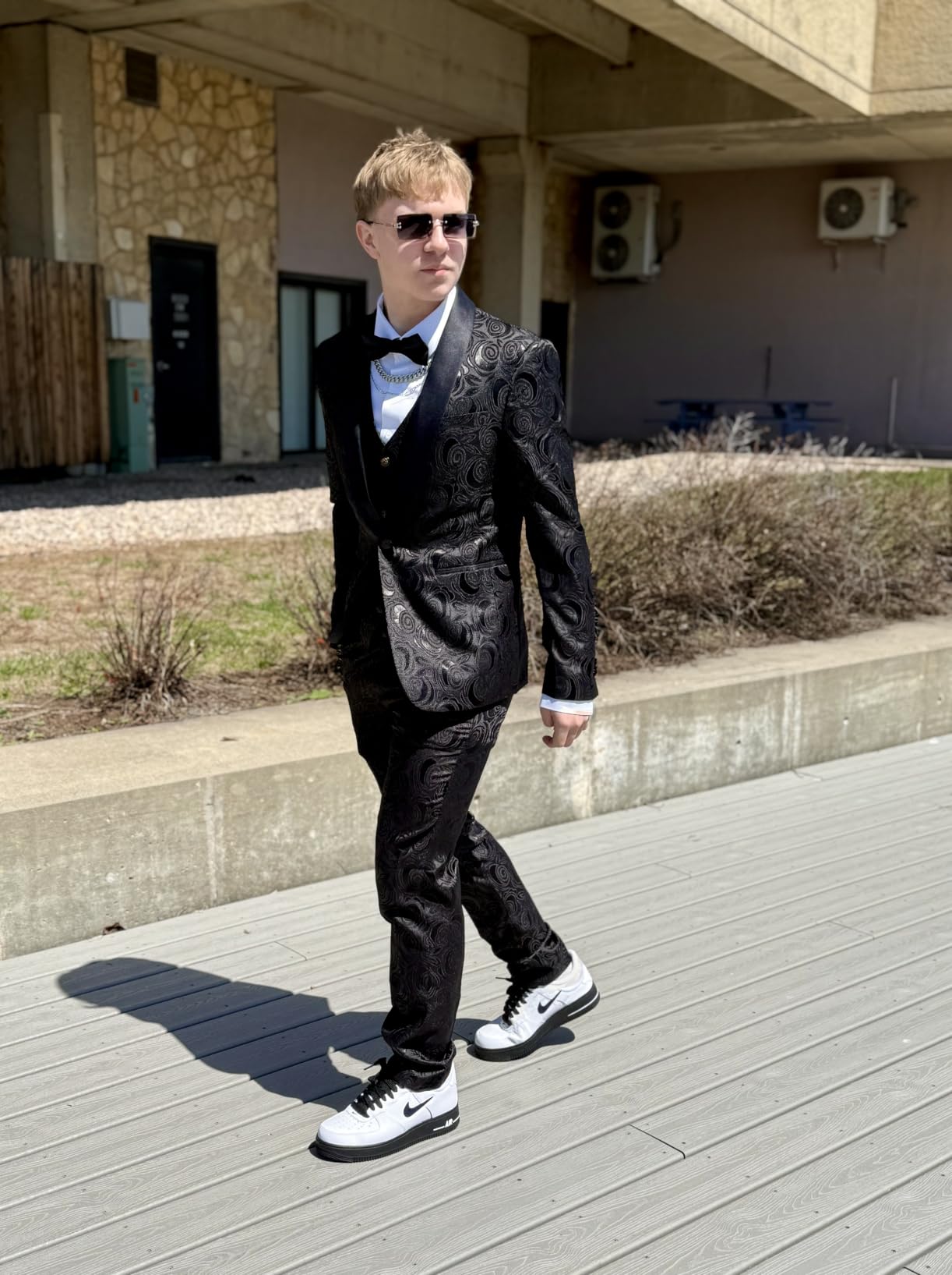 Suits for Men, Floral Tuxedo Set with Shawl Lapel, 1-Button Blazer, Vest & Elastic Waist Pants, 3-Piece customer photo 1