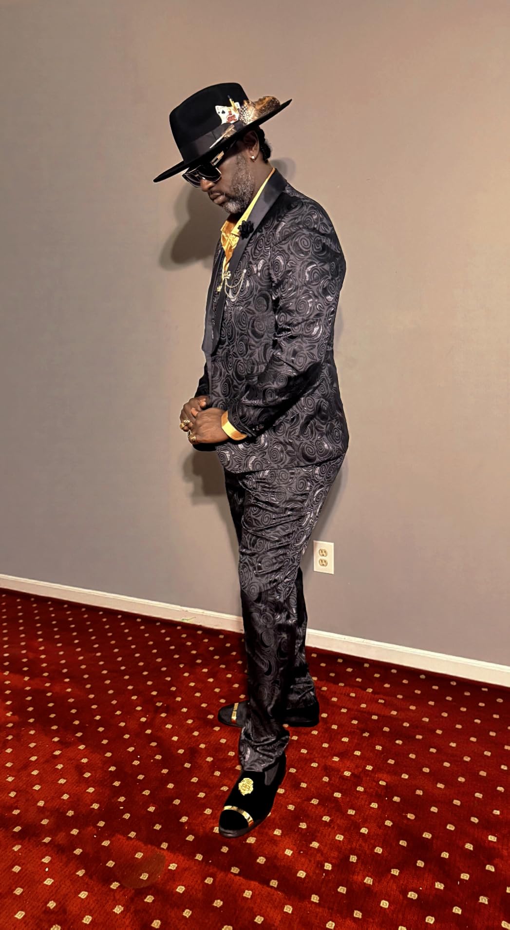 Suits for Men, Floral Tuxedo Set with Shawl Lapel, 1-Button Blazer, Vest & Elastic Waist Pants, 3-Piece customer photo 2