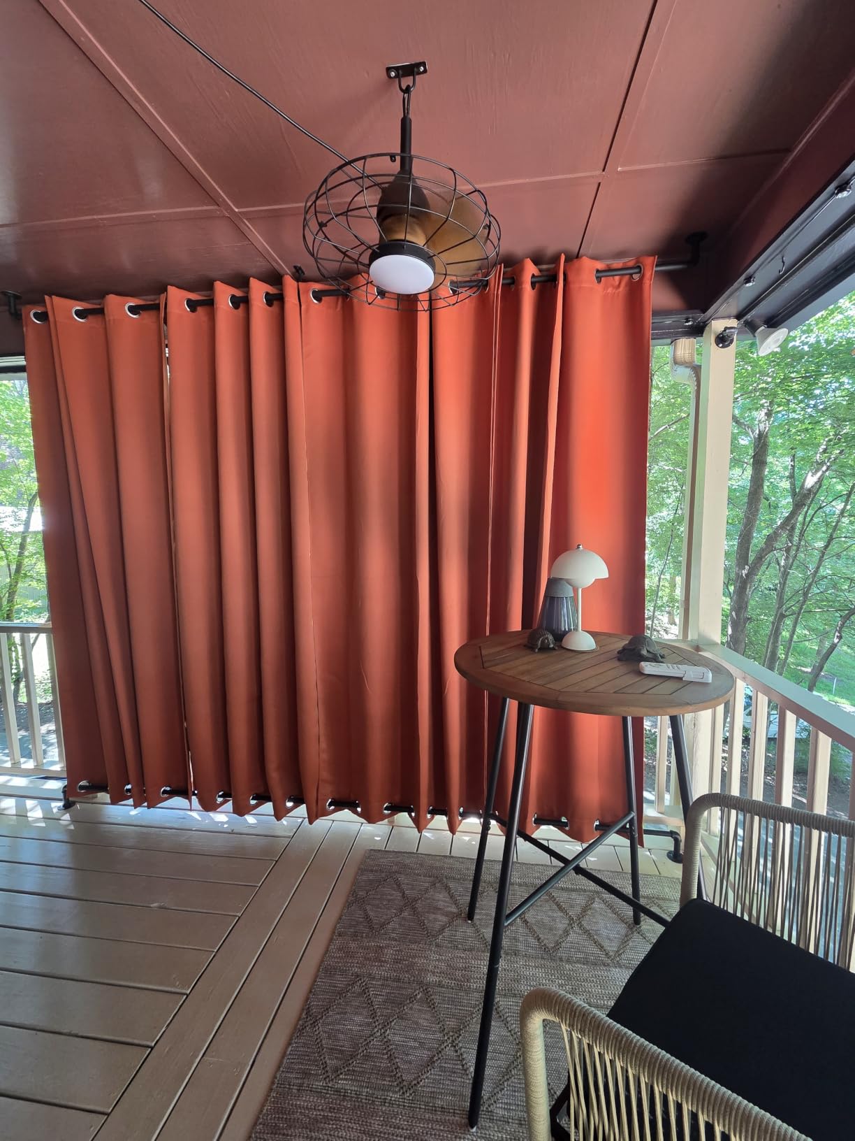 RYB HOME 2 Panels Outdoor Curtains Weighted Windproof Curtains Blackout Waterproof Panels Block Sun & Heat Outdoor Divider for Patio Area Pergola Lanai, Grey, 52 inch Wide x 96 inch Long customer photo 1