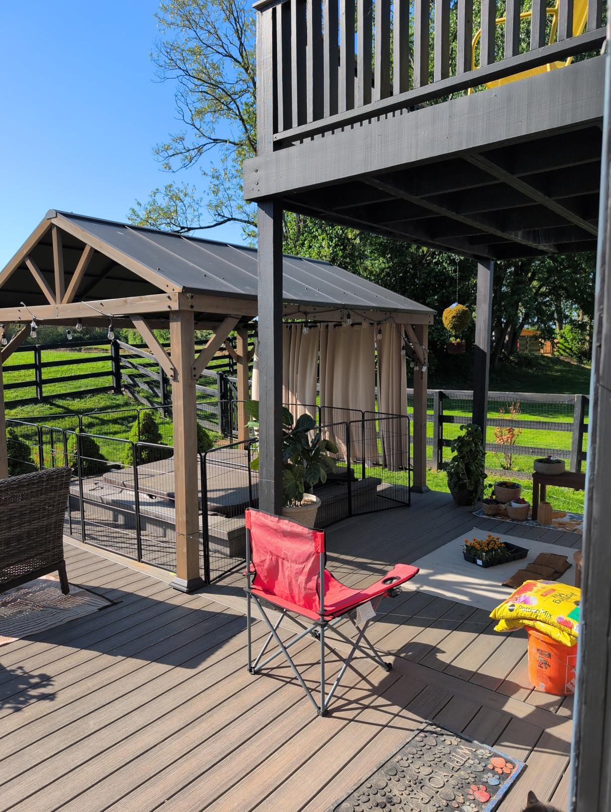 RYB HOME 2 Panels Outdoor Curtains Weighted Windproof Curtains Blackout Waterproof Panels Block Sun & Heat Outdoor Divider for Patio Area Pergola Lanai, Grey, 52 inch Wide x 96 inch Long customer photo 2