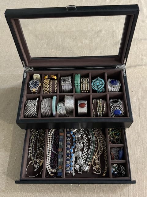 TAWBURY Watch Box for Men - 12 Slot Watch Case with Storage Drawer, Real Glass Display and 2-inch Wide Pillows for Large Watches (Brown) customer photo 2