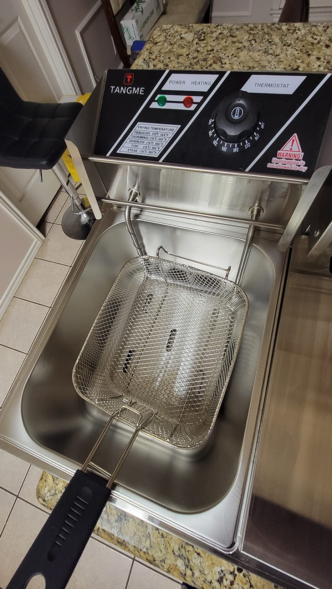 Commercial Deep Fryer, 3400W Electric Deep Fryers with 2x6.35QT Baskets | 0.8mm Thickened Stainless Steel Countertop Oil Fryer 20.7QT Large Capacity with Lids Temperature Controller (12L) customer photo 1