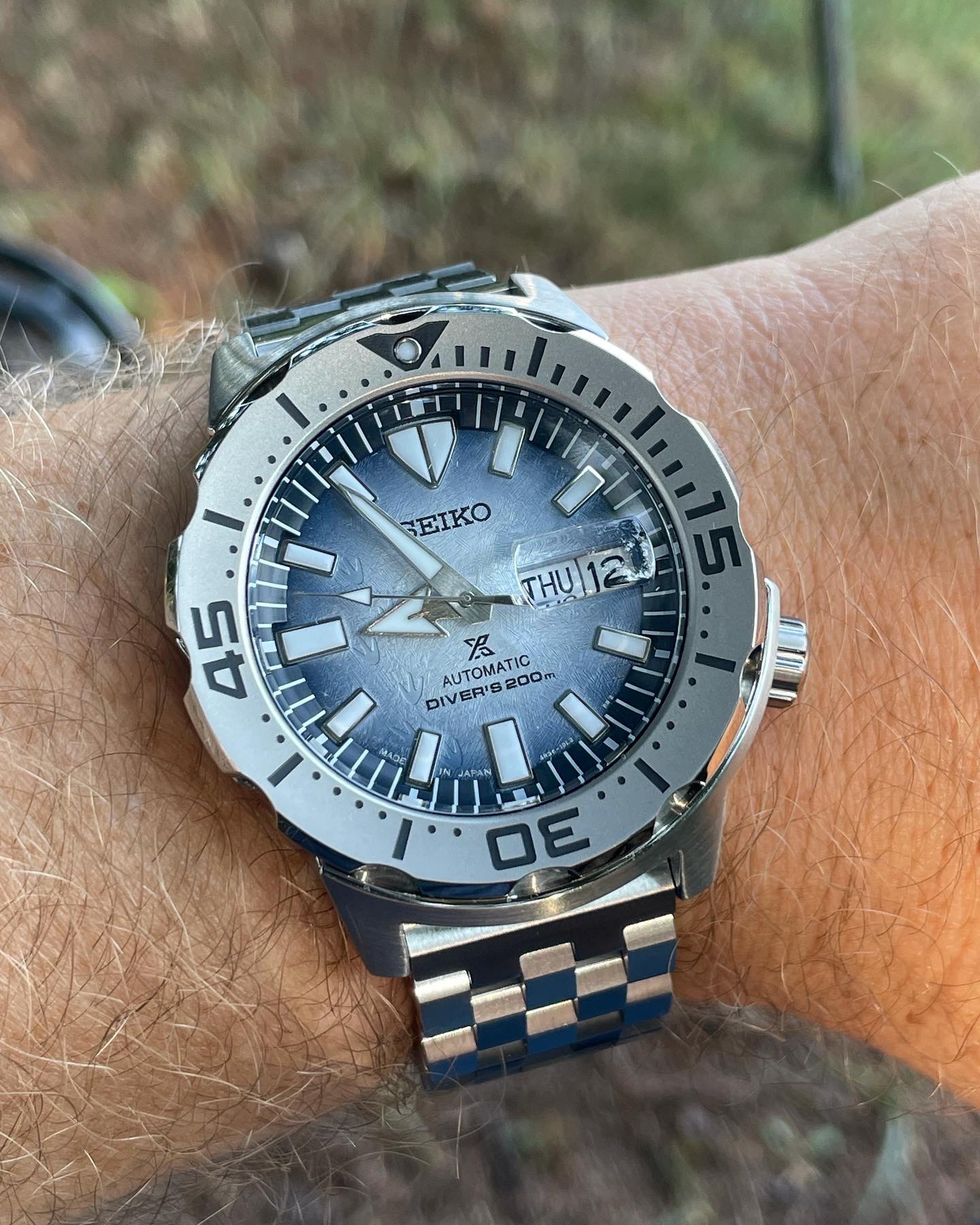 SRPG57 Men's - Prospex - Automatic Diver Watch, Blue Dial, Stainless Steel, 200M Water Resistant with Day/Date Display customer photo 1