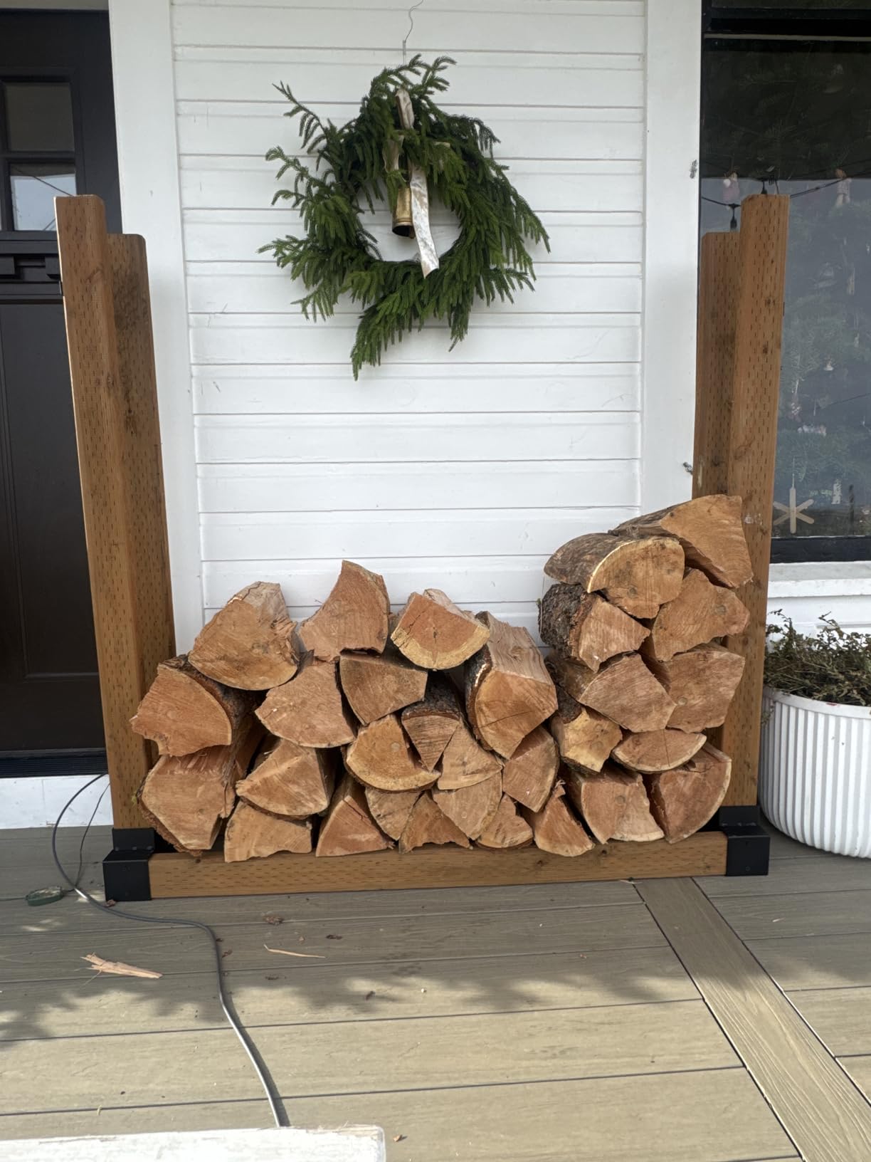 Mr IRONSTONE Firewood Rack Outdoor Indoor, Adjustable to ANY Length Firewood Log Rack Brackets Kit, Heavy Duty Fire Wood Storage Racks customer photo 1