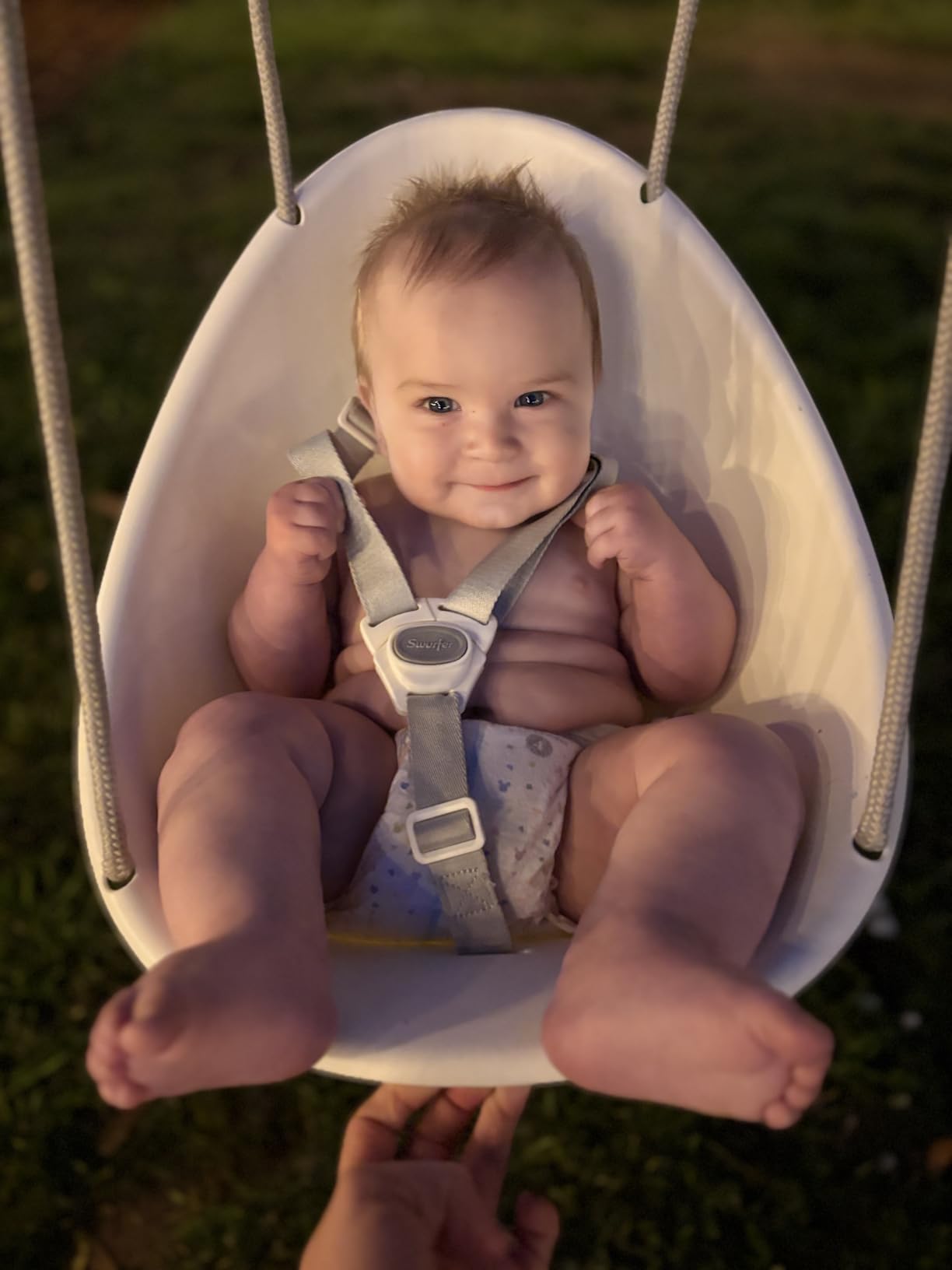 Swurfer Coconut Toddler Swing - Comfy Baby Swing Outdoor, 3-Point Adjustable Safety Harness, Secure, Safe Quick Click Locking System, Blister-Free Rope, Easy Installation, Ages 6-36 Months customer photo 1