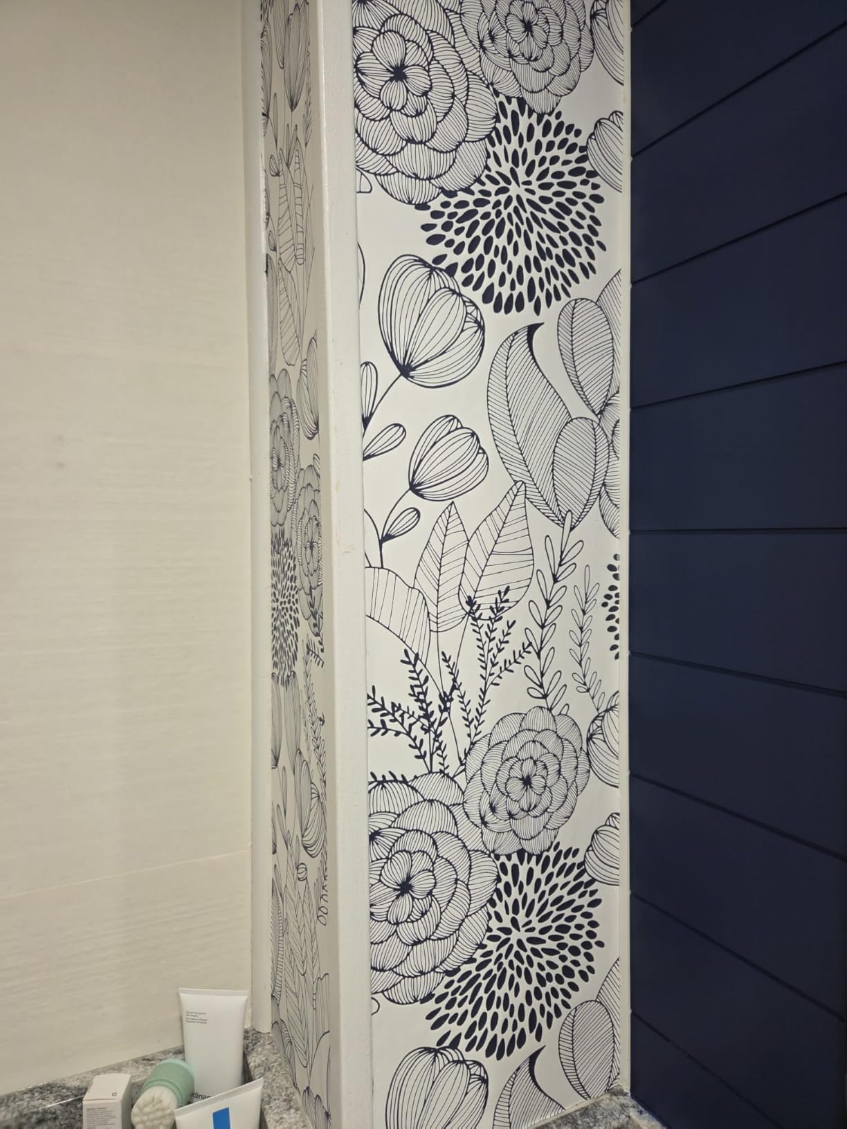 NuWallpaper by WallPops NUS3830 Navy Secret Garden Peel & Stick Wallpaper, Blue customer photo 2