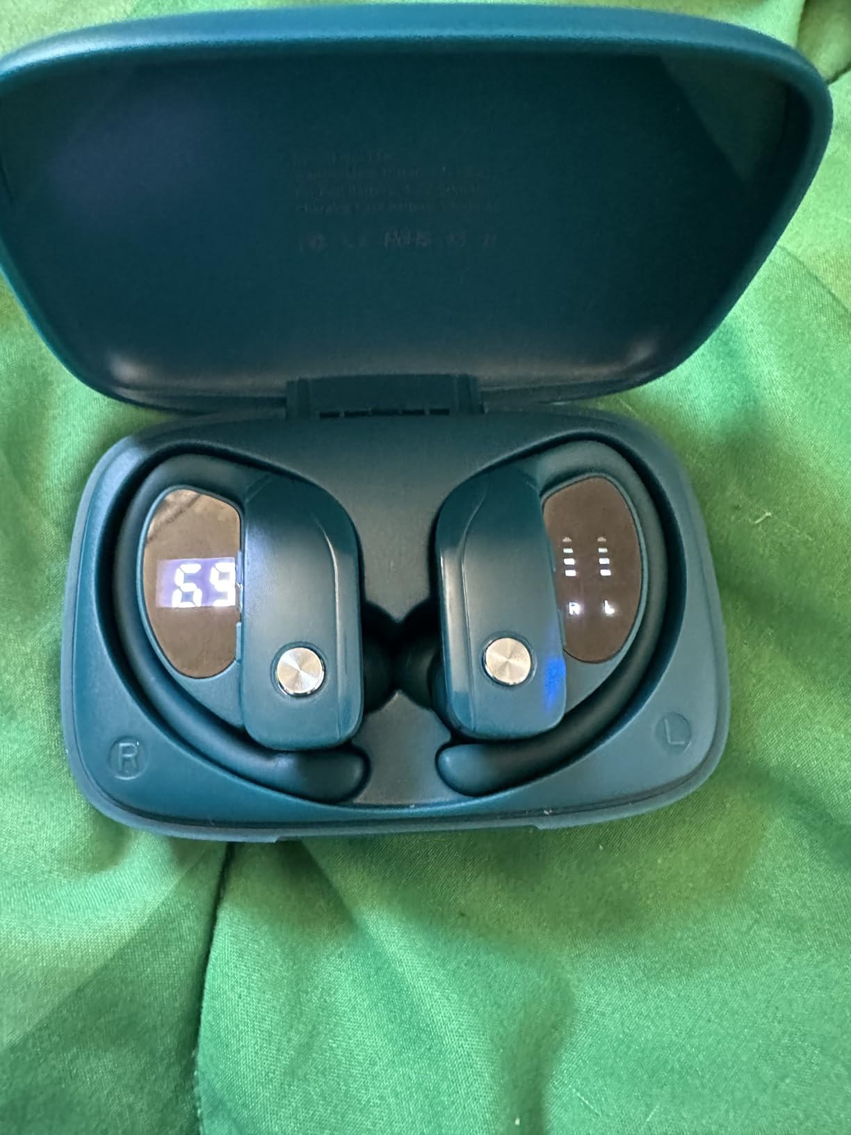 Wireless Earbuds Bluetooth Headphones Over Ear Hooks Ear Buds with 80H Playtime, LED Power Display, Dual Mic Clear Calls, Sports Wireless Ear Buds for Running Gym Workout Black customer photo 2