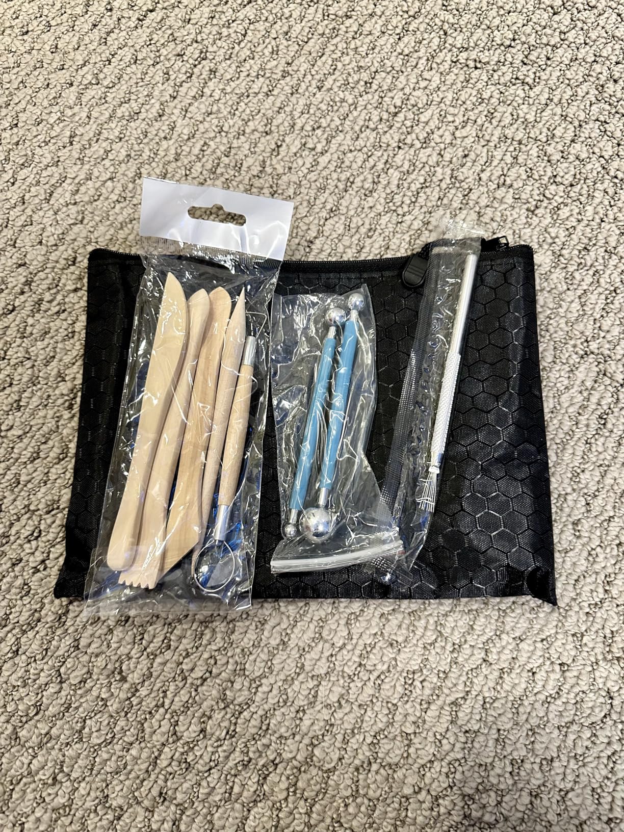 KACOLA Pottery Tool Kit, 17pcs Polymer Clay Tools, Modeling Clay Sculpting Tools Kit, Ceramics Tools, Trimming, Embossing Pattern, Smooth Wooden Handles customer photo 2