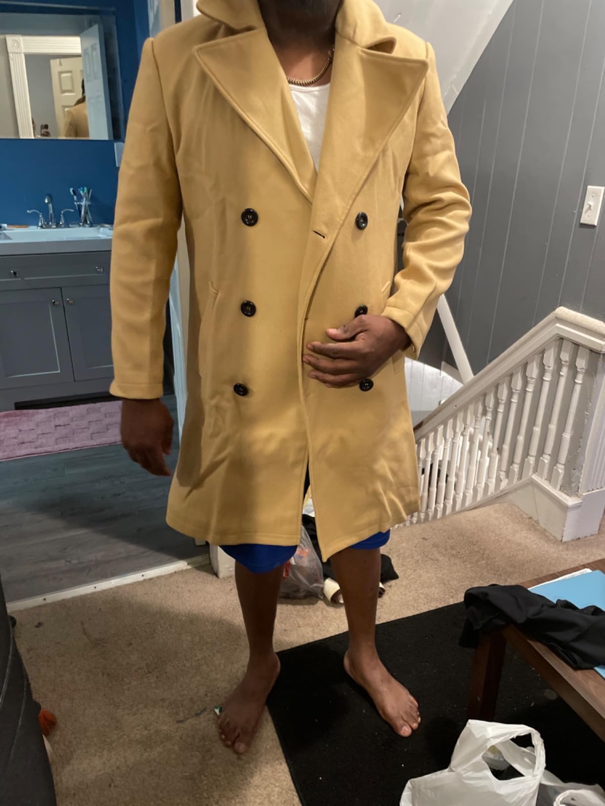Makkrom Mens Double Breasted Trench Coat Business Casual Winter Overcoats customer photo 2