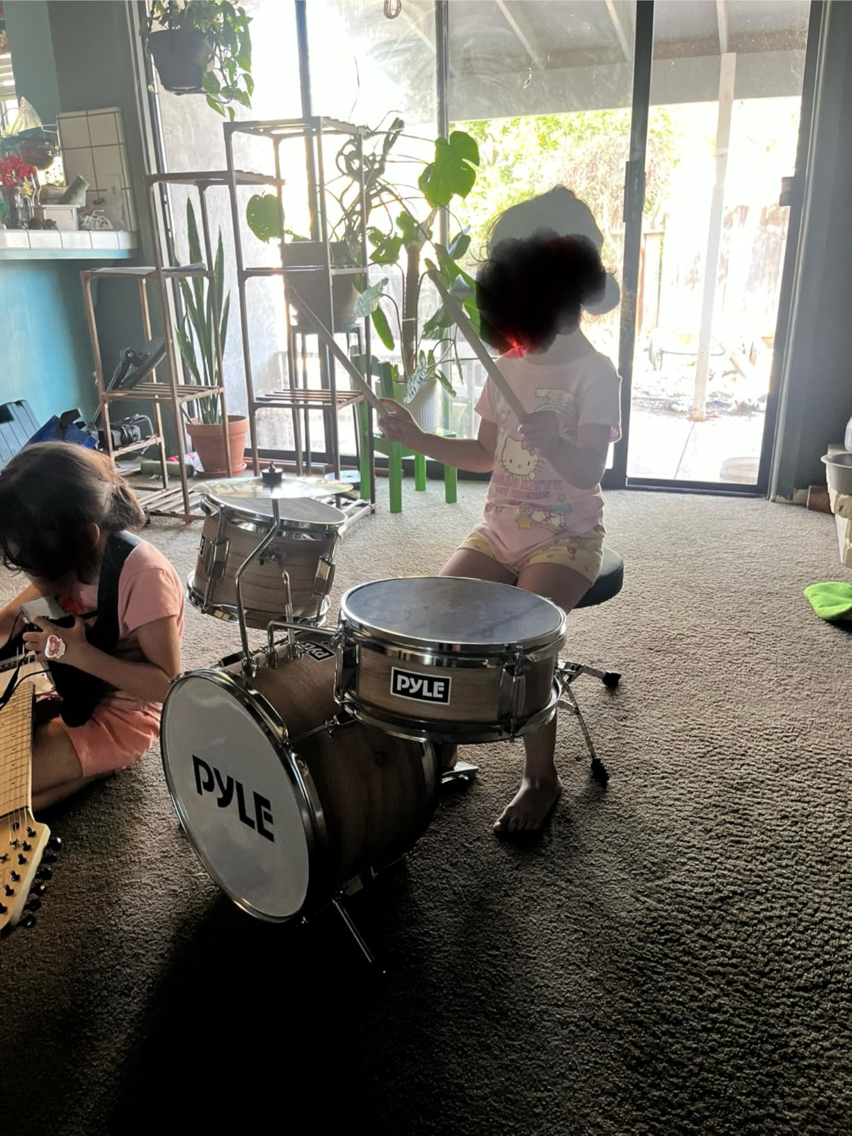 Pyle Kids Drum Set, 3 Piece Beginner Junior Drummer Kit with 13