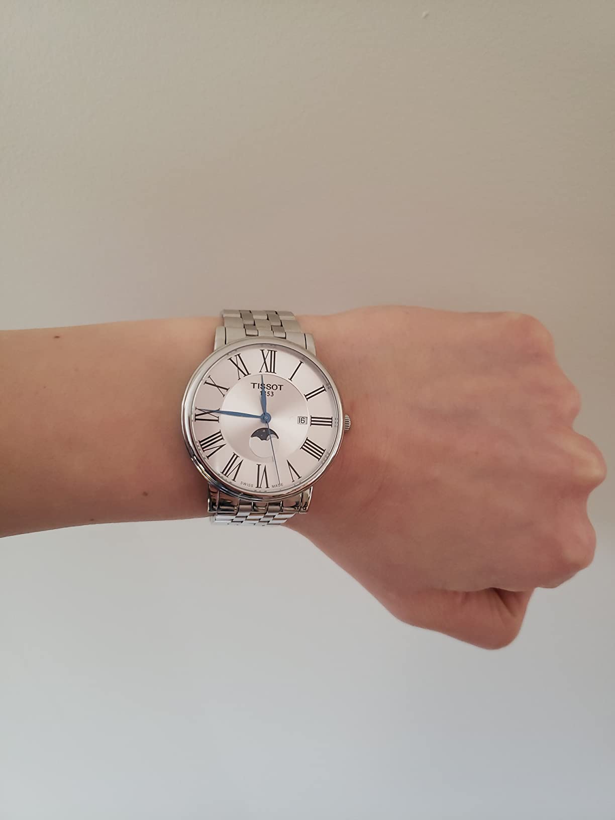 Mens Carson Premium Gent Moonphase 316L Stainless Steel case Swiss Quartz Watch, Grey, Stainless Steel, 20 (T1224231103300) customer photo 1
