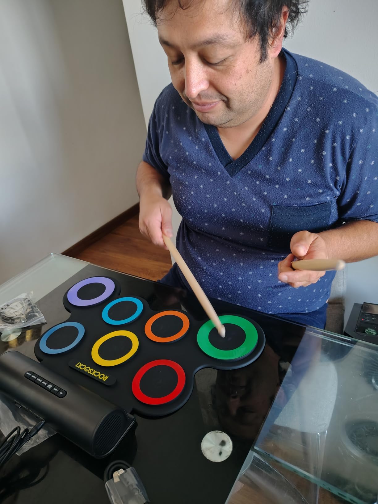 Electric Drum Set, 7-Pad Electronic Drum Set with Headphone Included, Roll-up Drum Pad For Kids, Great Holiday Xmas Birthday Gift (Dual Speakers) customer photo 2