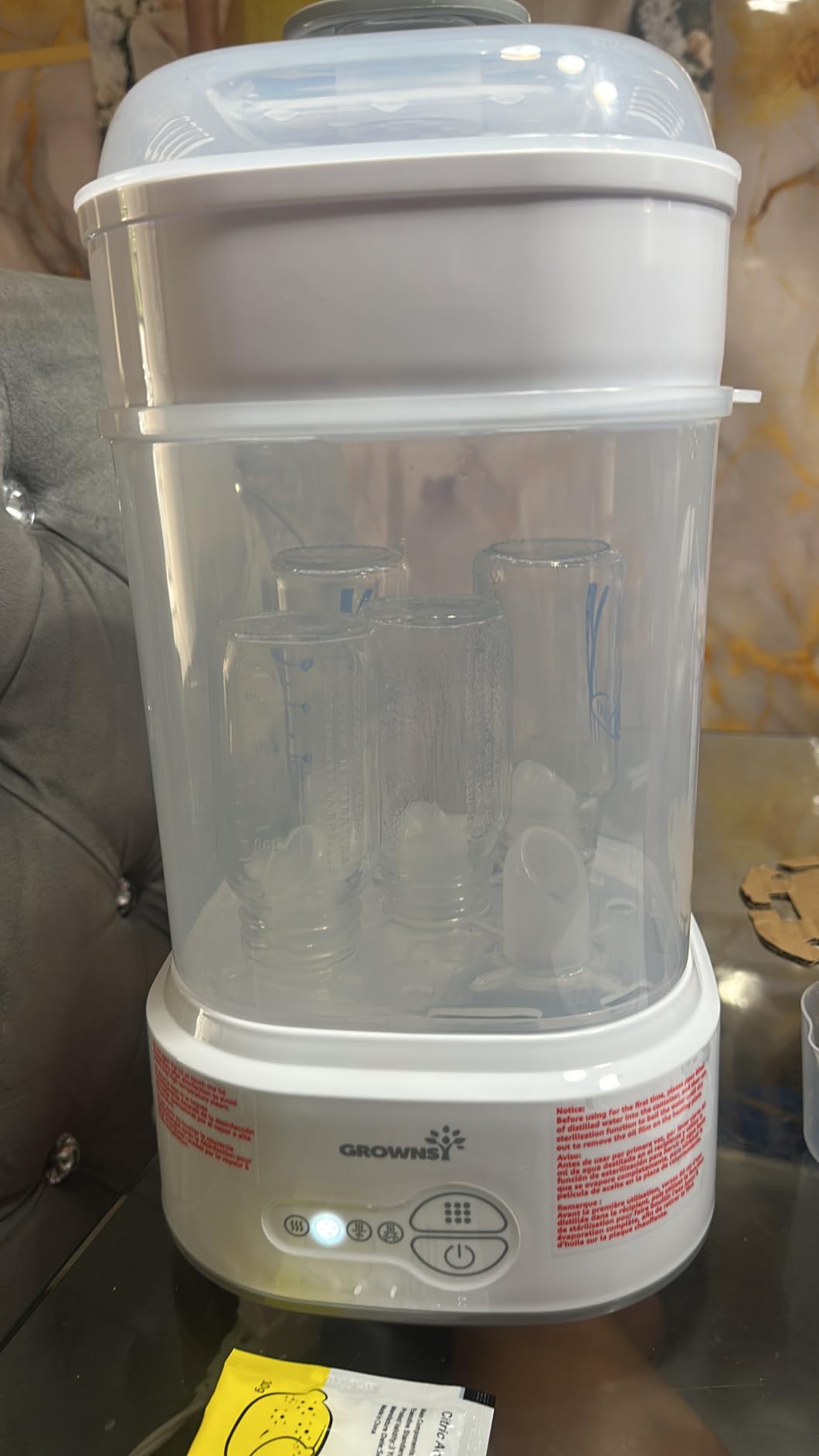 GROWNSY Bottle Sterilizer and Dryer, Compact Electric Steam Baby Bottle Sterilizer, Bottle Sanitizer for Baby Bottles, Pacifiers, Pump Parts customer photo 1
