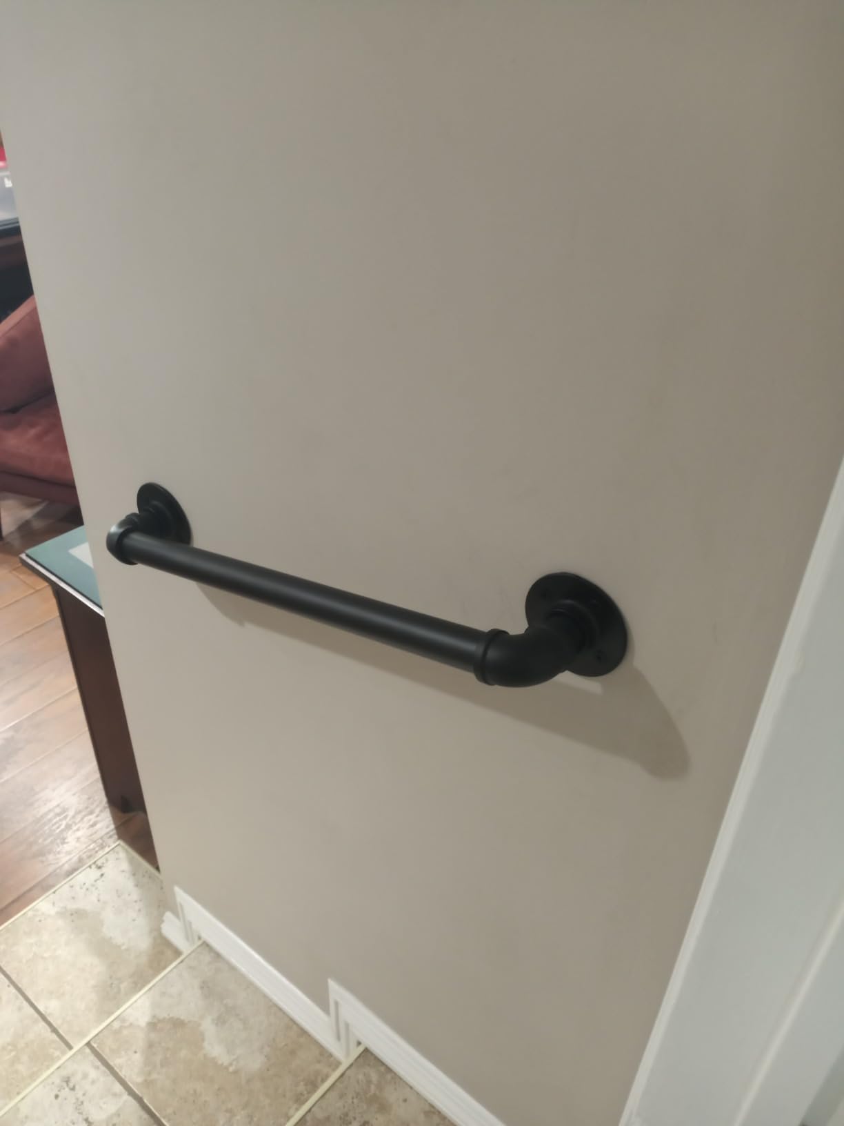 Wall Handrail 3FT/90CM, Industrial Staircase Railing 1.25 Inch Tube Diameter | Galvanized Pipe Handrails for Indoor Stairs with Wall Mount Support, for Wall Mounted Stairway Handrail customer photo 1
