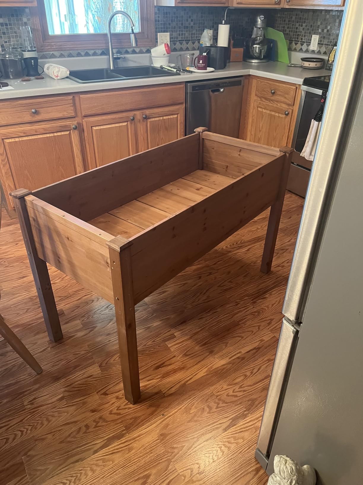 SoliWood Raised Garden Bed with Legs, 48x24x30'', Outdoor Wood Elevated Planter Box, Grey Cedar, Thick Legs, w/Liner customer photo 1