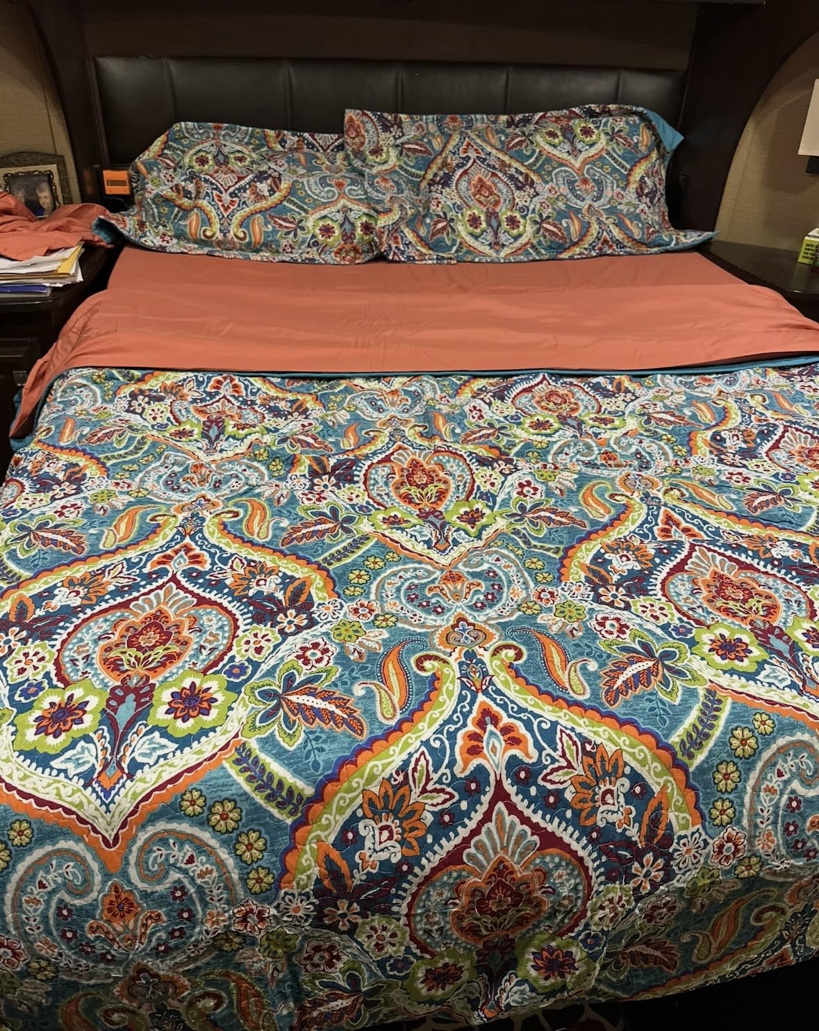 BEDIFANY Cotton Quilts Queen Size Set - Lightweight Bedspreads Queen Size | Soft Colorful Orange Quilted Quilt Bedding Sets (90 * 98 Inch) with 2 Pillow Shams for Bed Decoration Coverlet, 3 Pieces customer photo 2