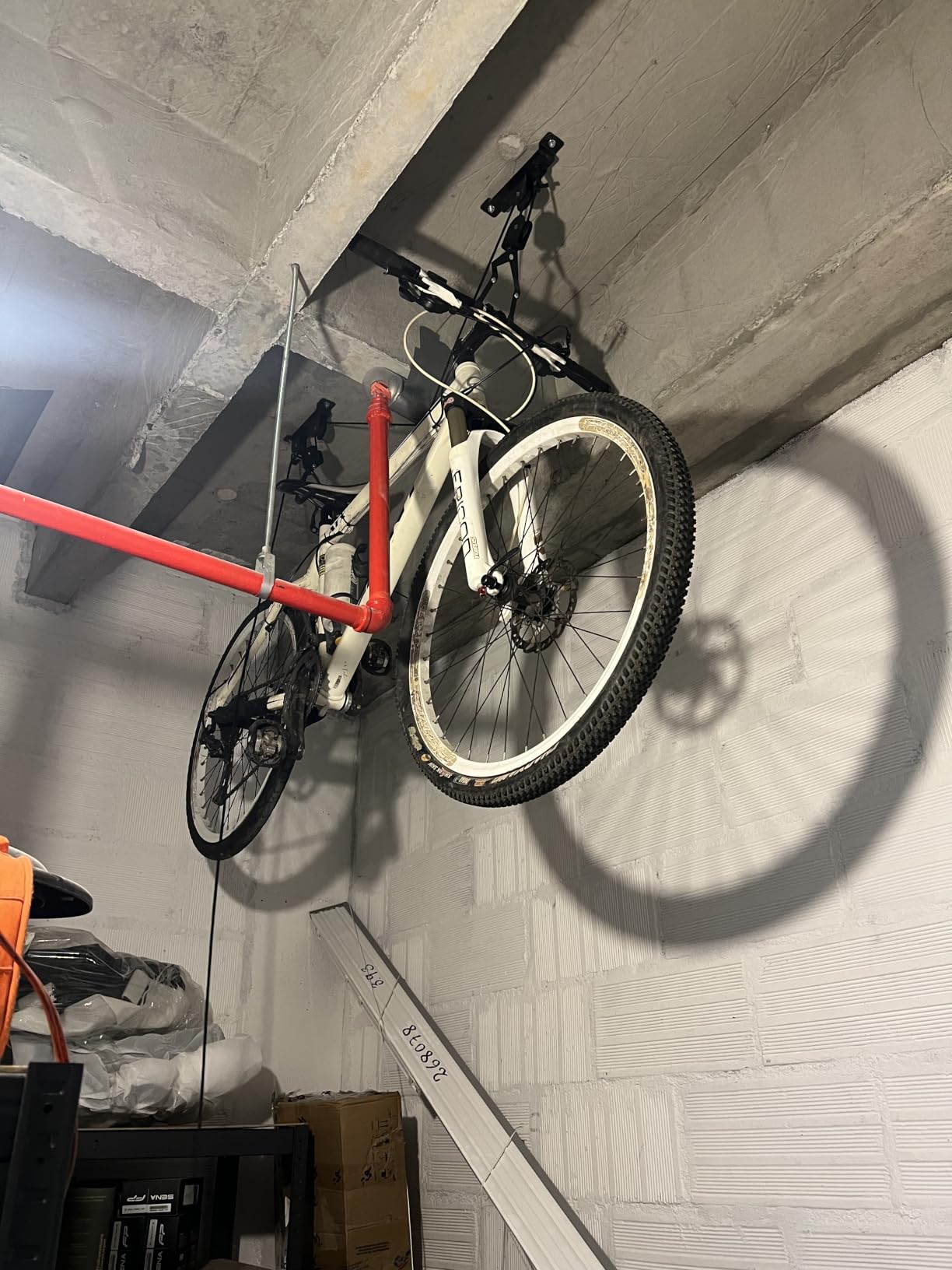 Wallmaster Ceiling Bike Hanger, Bicycle Lift Hoist Pulley System for Garage | Overhead Bike Hanger with 50lb Capacity, Indoor Bicycle Hooks, 2 Pack customer photo 1