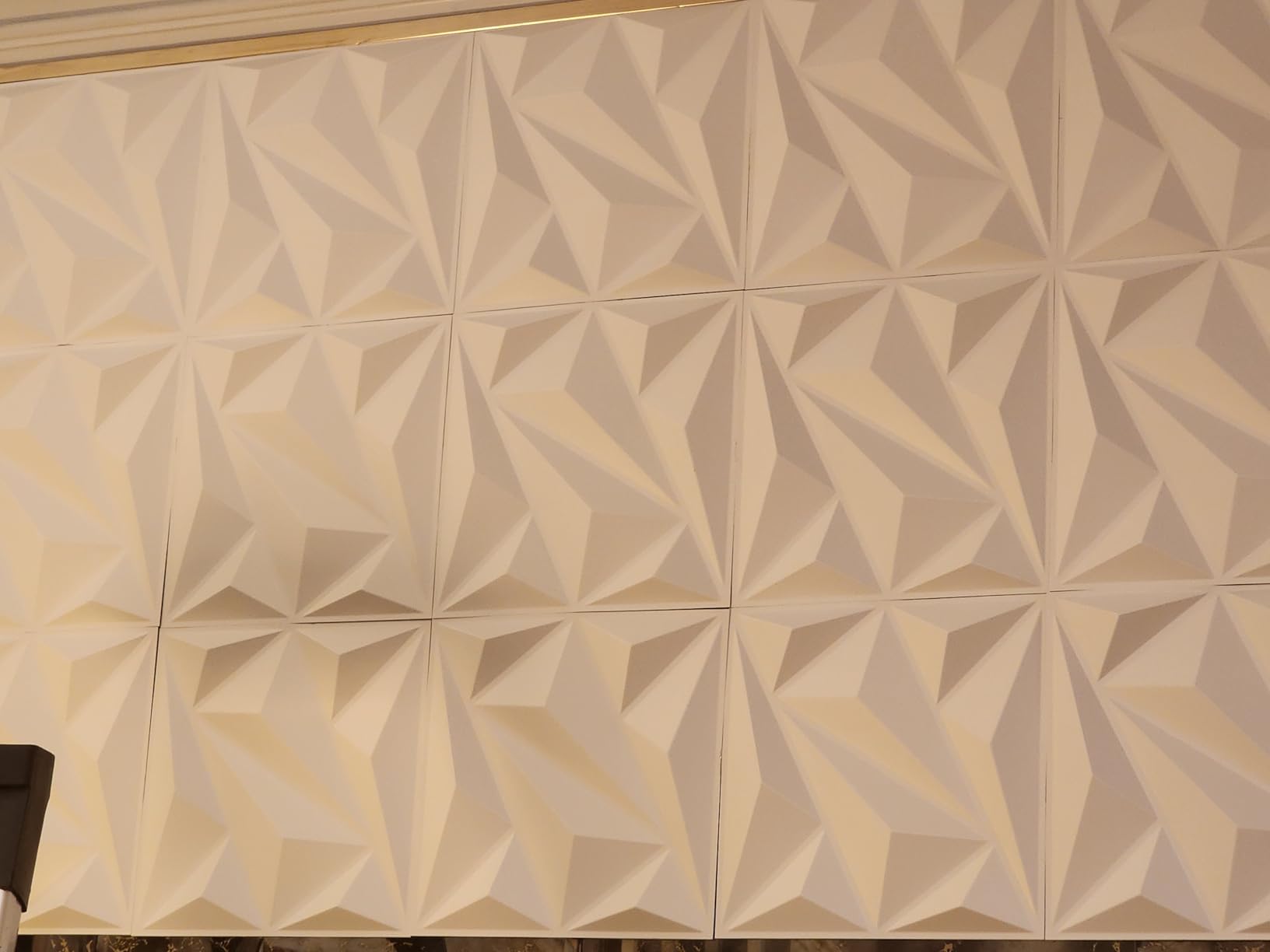 33 Pack 3D Wall Panels Diamond, Black, 12''x12'' | PVC Accent Wall Panels for Interior Wall Decor, Living Room, Lobby Bedroom Hotel Office, Cover 32.Sq.Ft customer photo 2