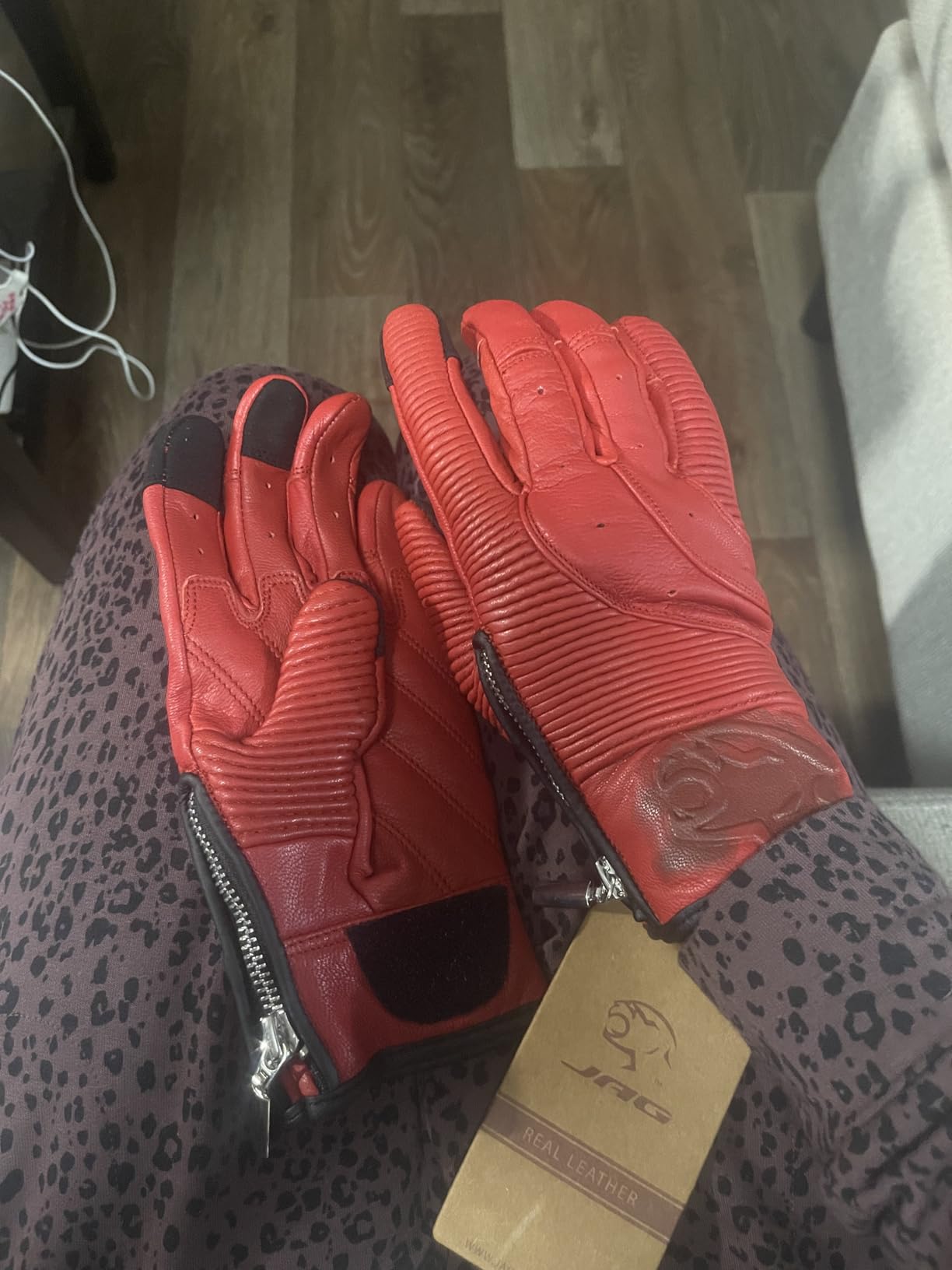 J.A.G. Motorcycle Gloves - Premium Leather Perforated Motorcycle Gloves for Men with Knuckle Protection | Touchscreen Motorbike Riding Gloves customer photo 2