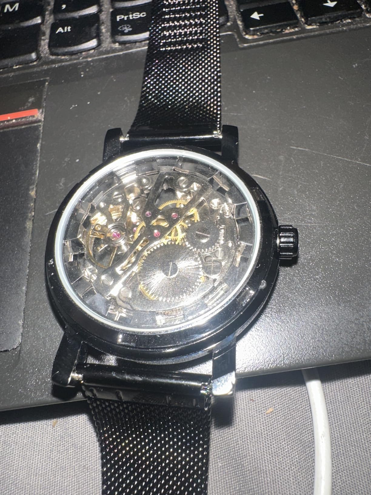 Men's Mesh/LeatherStrap Mechanical Skeleton Watch,Fashion Sports Business Casual Waterproof Watch for Men customer photo 1